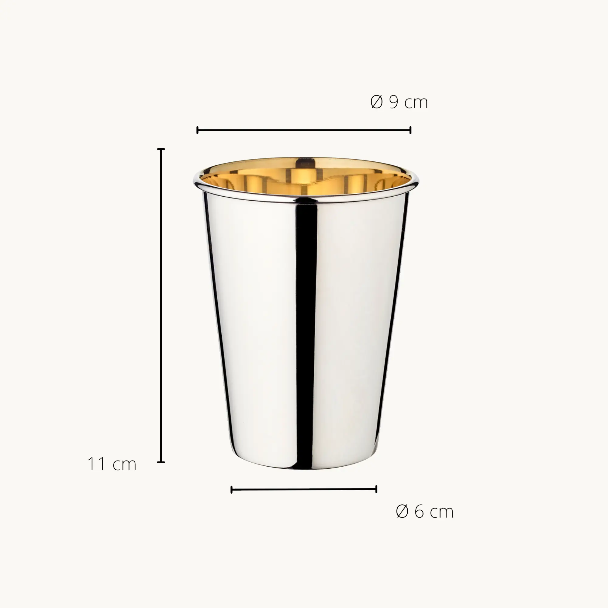 2. Wahl Trinkbecher Silberbecher Salta, schwerversilbert, innen Goldoptik (Messing poliert),