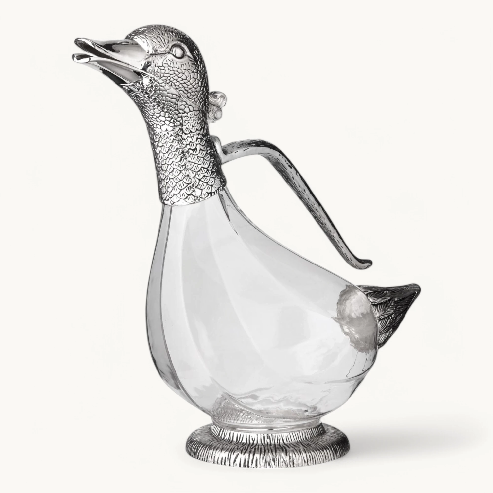 Dekanter Daisy (0,9 Liter), Enten-Form, Glas, edel versilbert Dekanter Daisy (0,9 Liter), Enten-Form, Glas, edel versilbert