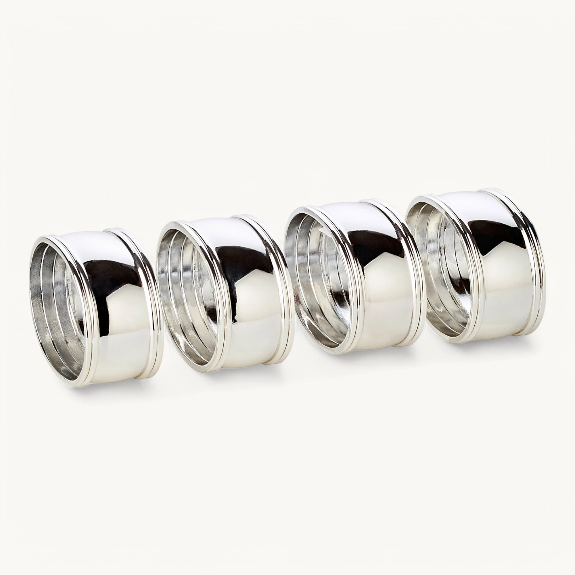 4er-Set Serviettenringe Faden (Länge 6 cm), oval, edel versilbert, anlaufgeschützt