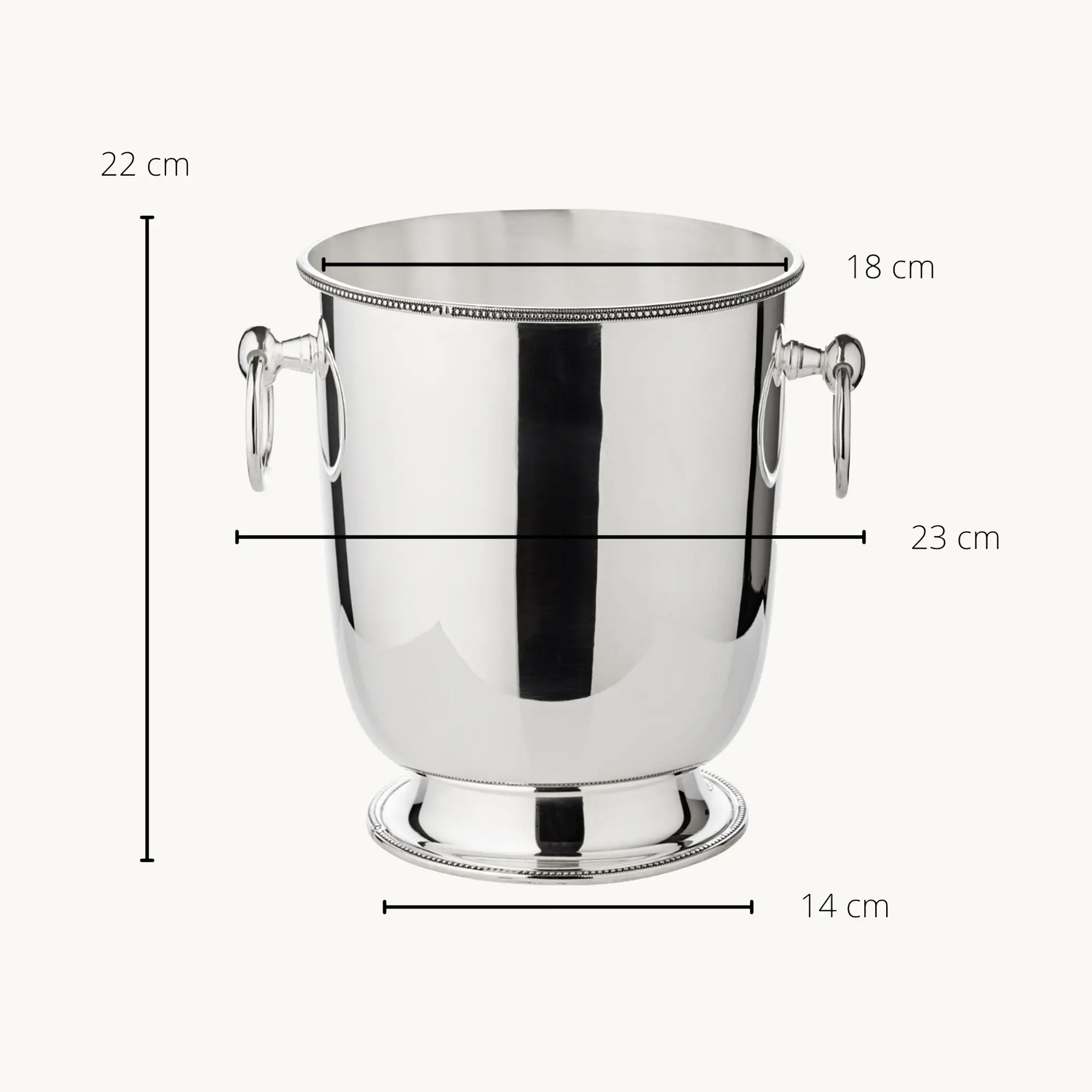 Flaschenkühler Perla (Höhe 22 cm, Ø 18 cm), mit Griffen, Perlenrand, schwerversilbert Flaschenkühler Perla (Höhe 22 cm, Ø 18 cm), mit Griffen, Perlenrand, schwerversilbert