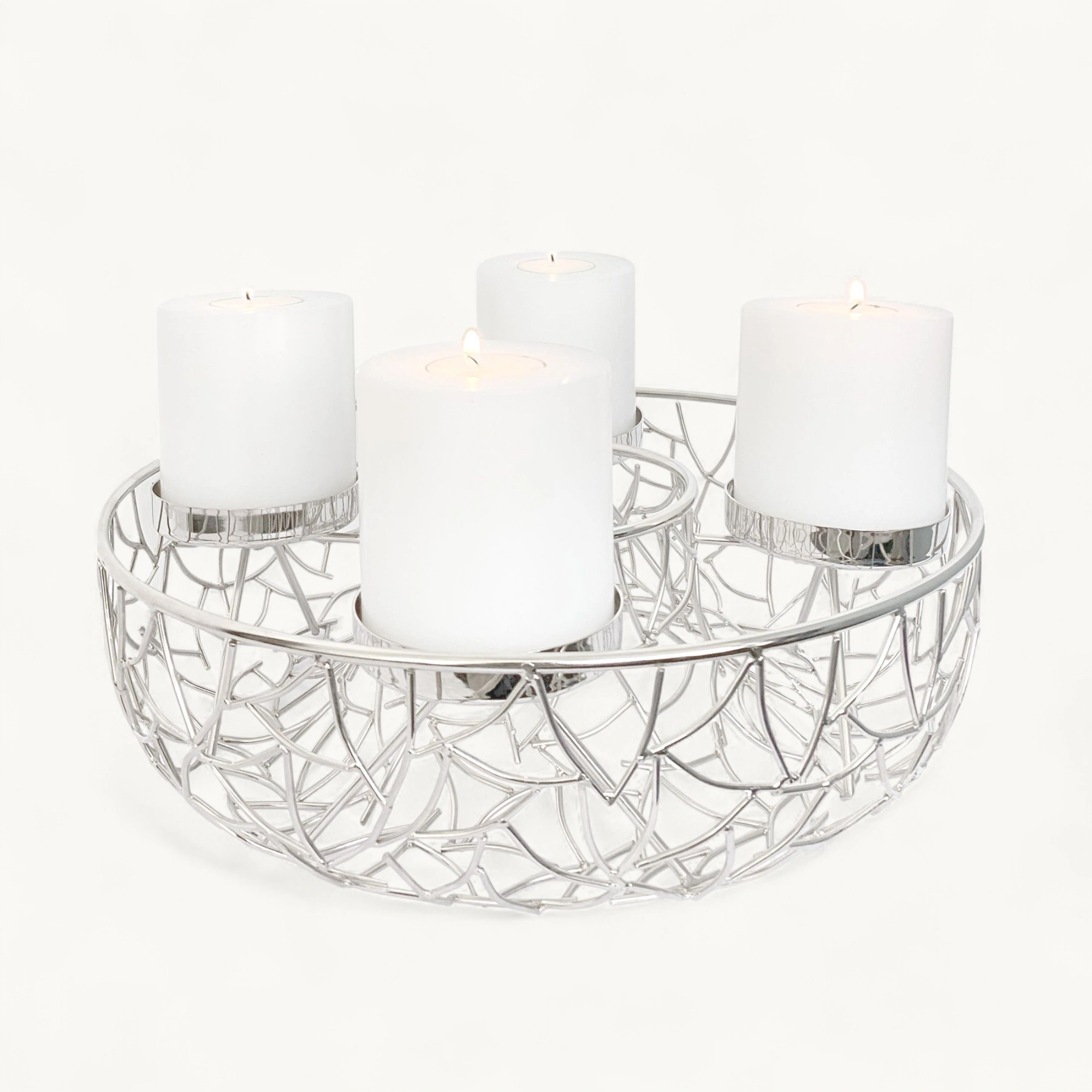 Adventskranz Milano (ø 34 cm), silberfarben, Edelstahl vernickelt