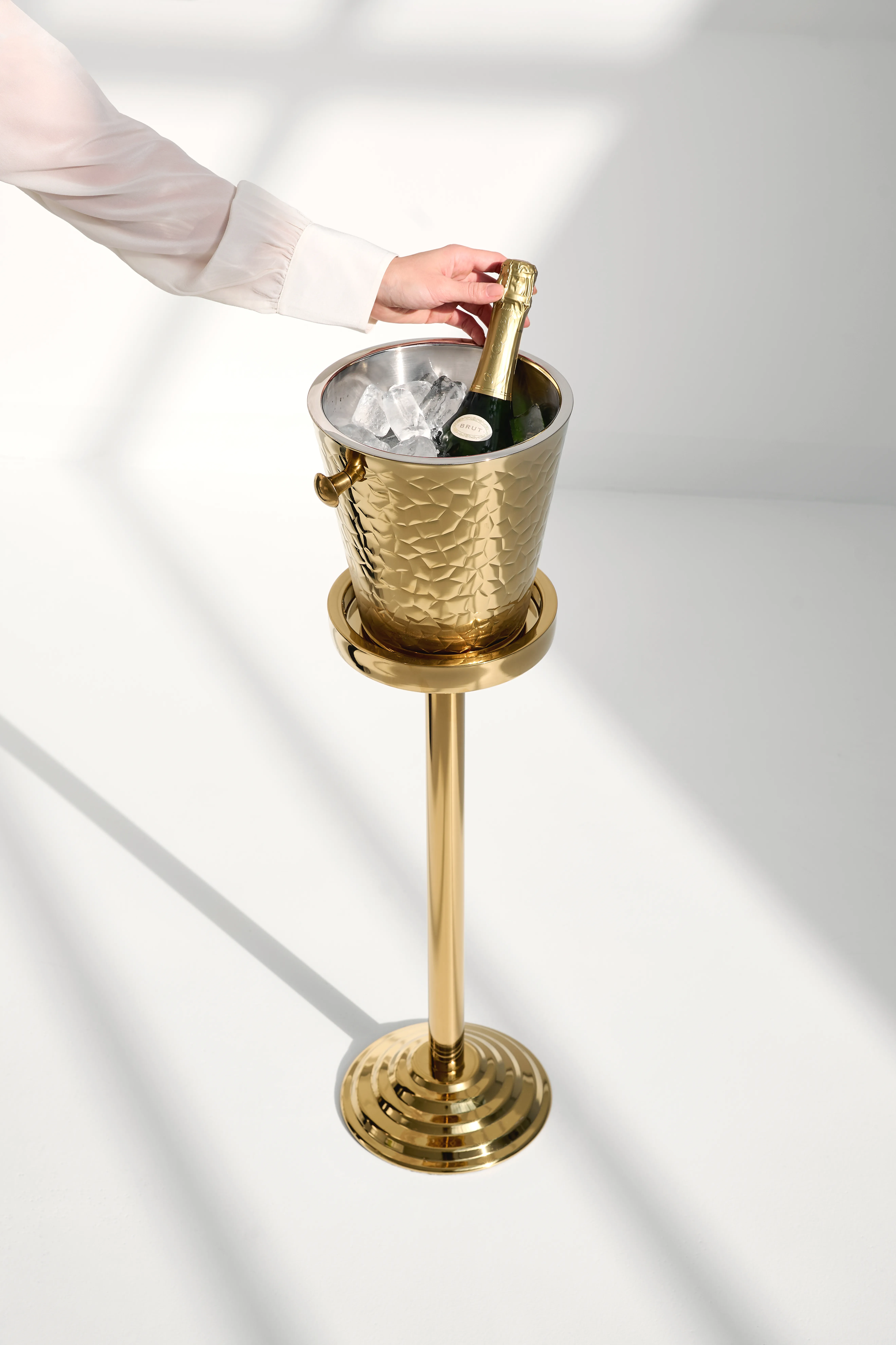 Flaschenkühler Capri (Höhe 23 cm, Ø 23 cm), gemustert, Edelstahl, hochglanzpoliert