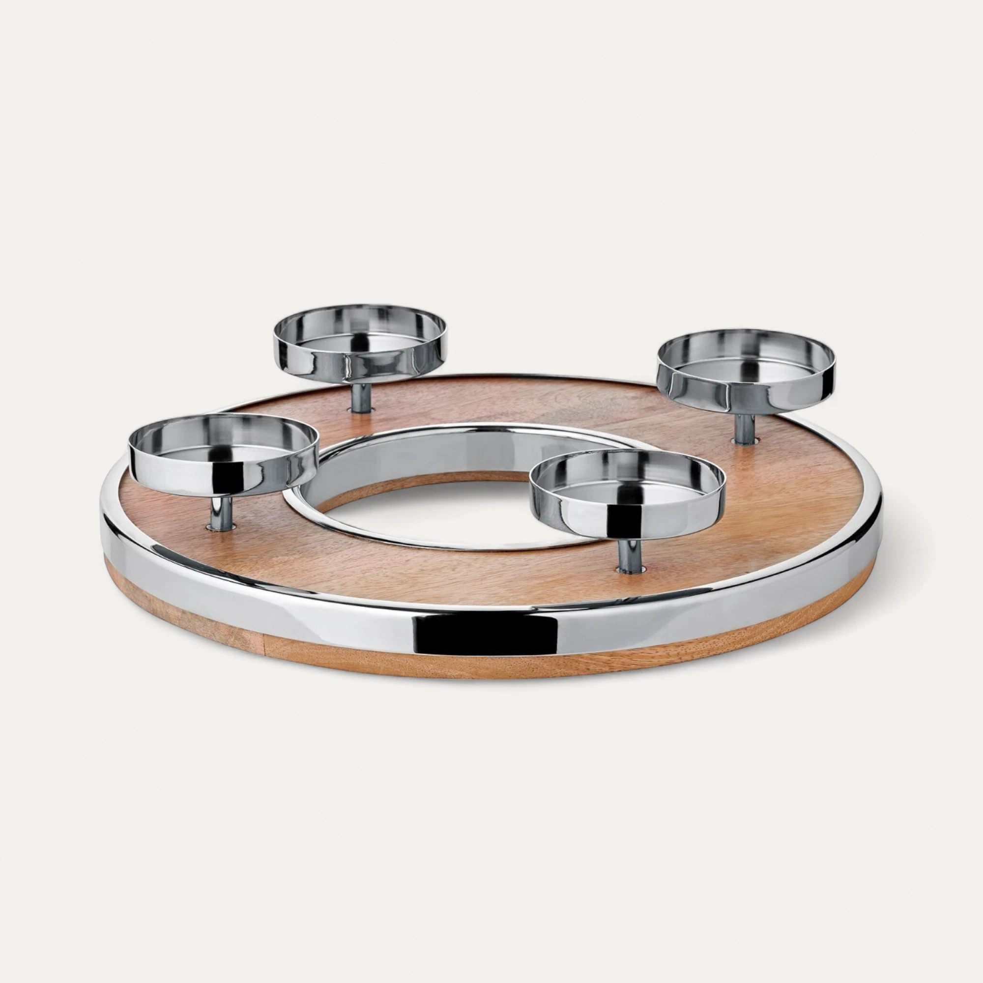 Adventskranz Jale (Ø 36 cm), Mangoholz mit Edelstahlrand Adventskranz Jale (Ø 36 cm), Mangoholz mit Edelstahlrand