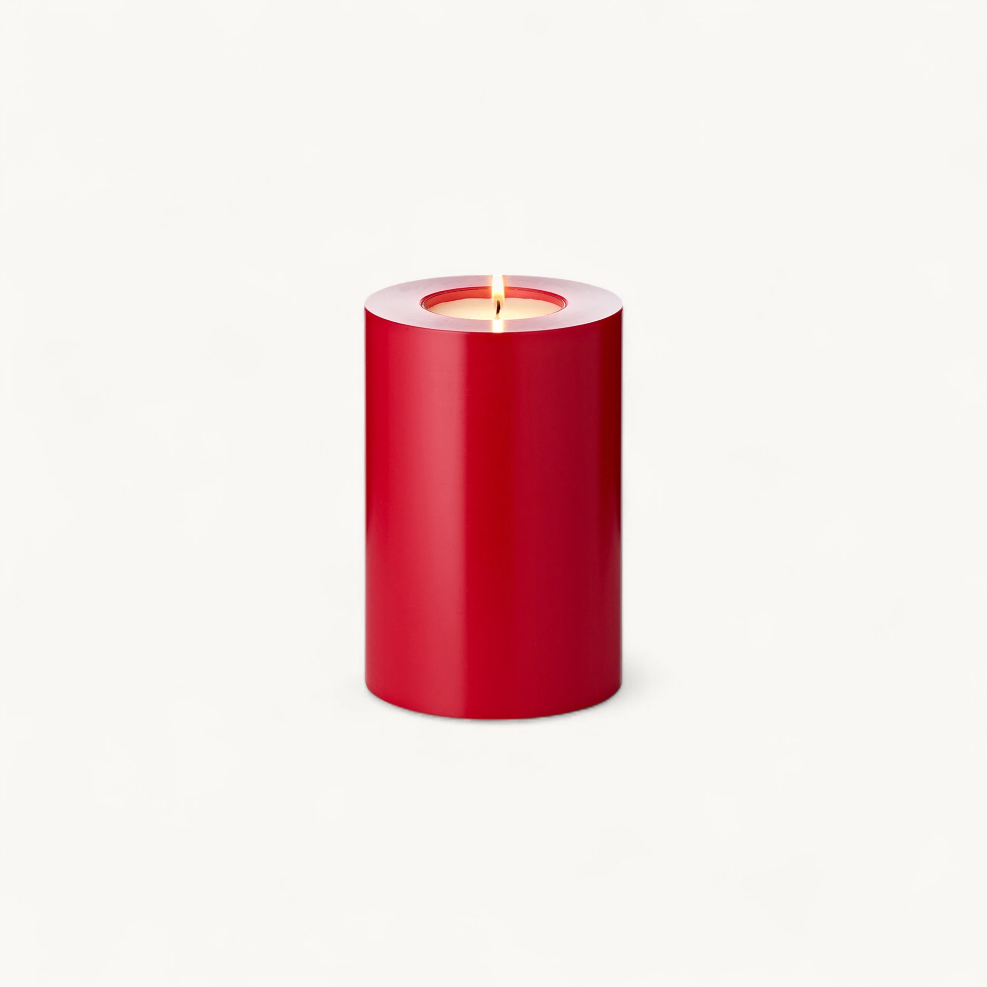 Dauerkerze Cornelius (Höhe 15 cm, Ø 10 cm) Rot, Teelichthalter hitzebeständig bis 90 Grad