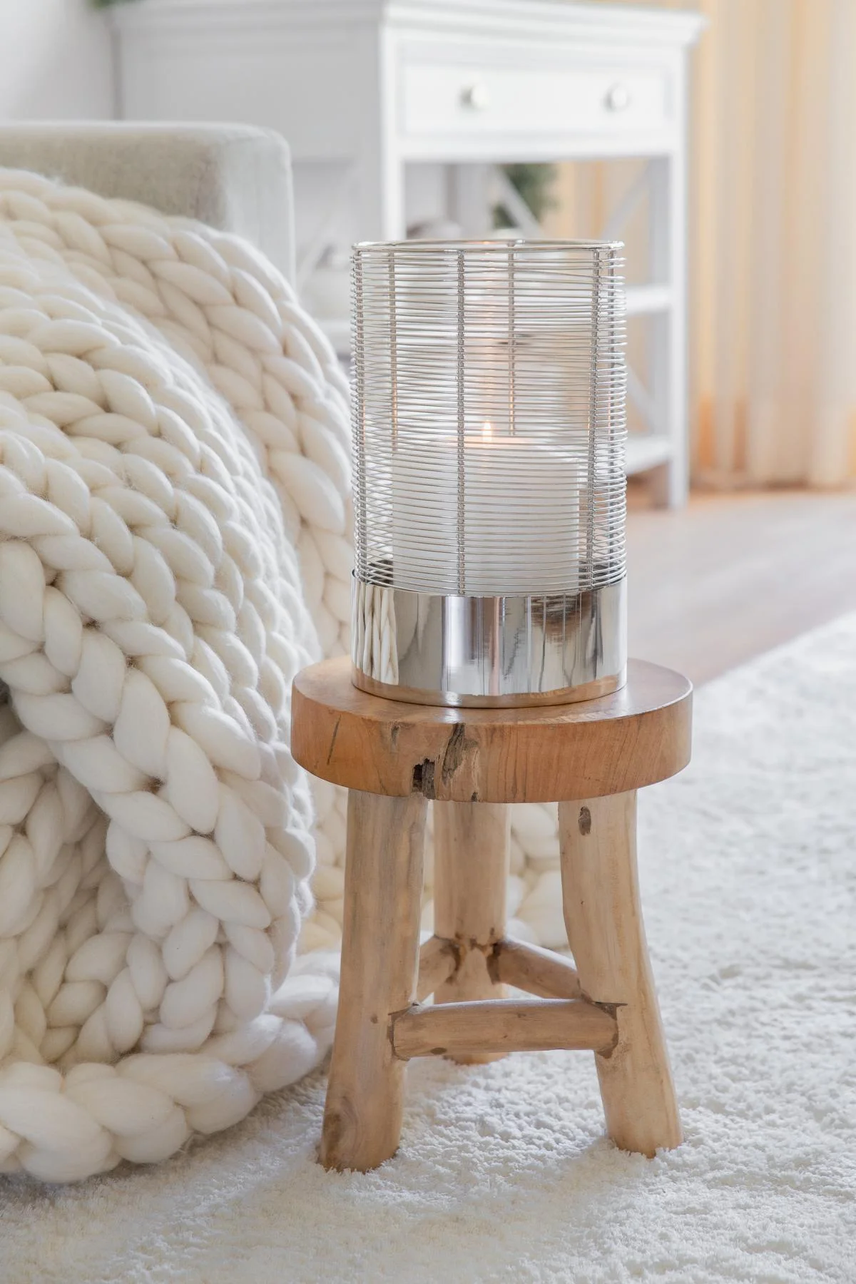 SALE Windlicht Kampen (Höhe 28 cm), vernickelter Edelstahl SALE Windlicht Kampen (Höhe 28 cm), vernickelter Edelstahl