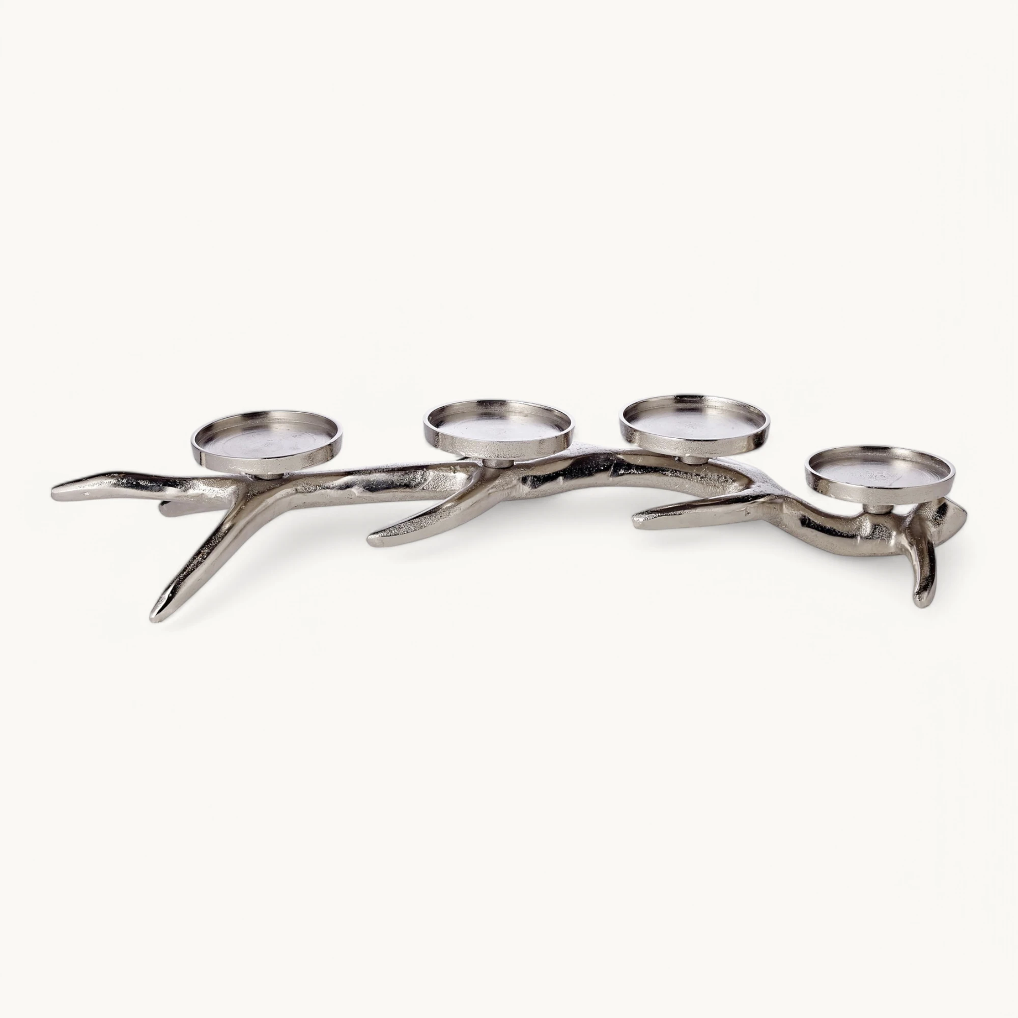 SALE Kerzenleuchter Kingston (Länge 51 cm), silberfarben, Aluminium vernickelt, für Kerzen ø 8 cm