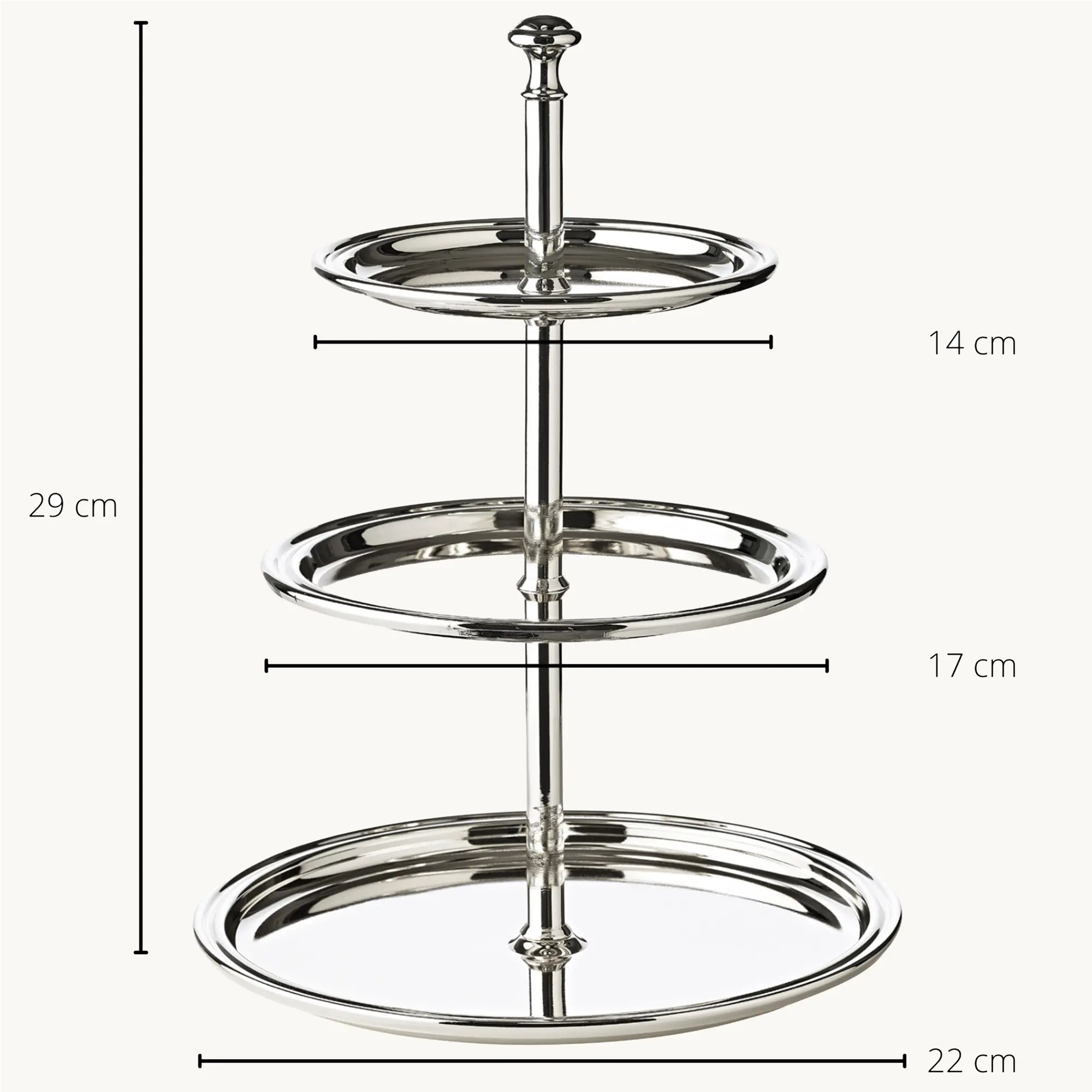 Etagere Faden (Höhe 29 cm, 3-stöckig), edel versilbert, anlaufgeschützt