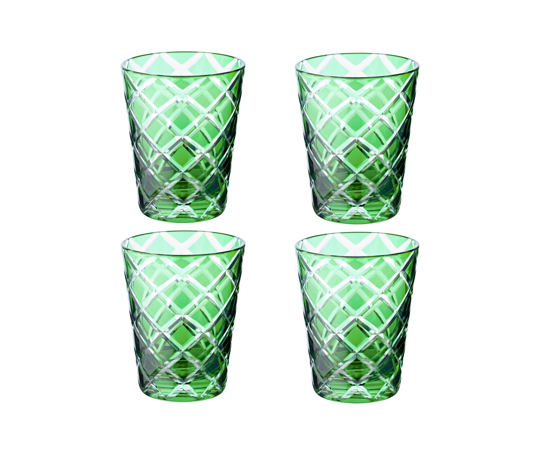 4er Set Kristallgläser Dio, grün, handgeschliffenes Glas, Höhe 10 cm