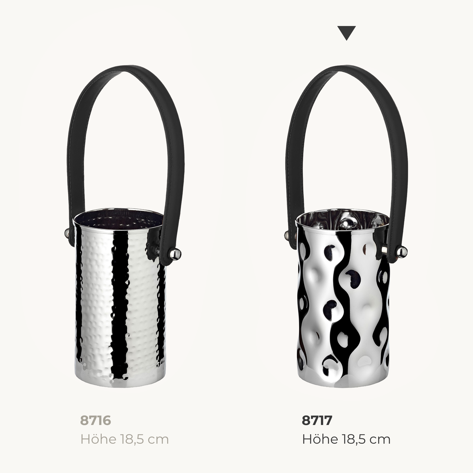 Flaschenkühler Gideon (Höhe 18,5 cm, Ø 11 cm), gehämmert, Edelstahl, vernickelt