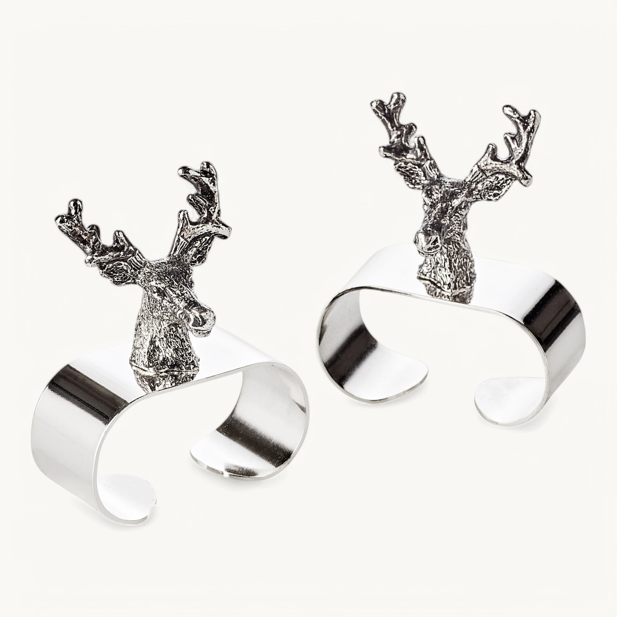 2er-Set Serviettenringe Hirsch (Länge 5 cm), mit Hirsch-Figur, schwerversilbert 2er-Set Serviettenringe Hirsch (Länge 5 cm), mit Hirsch-Figur, schwerversilbert