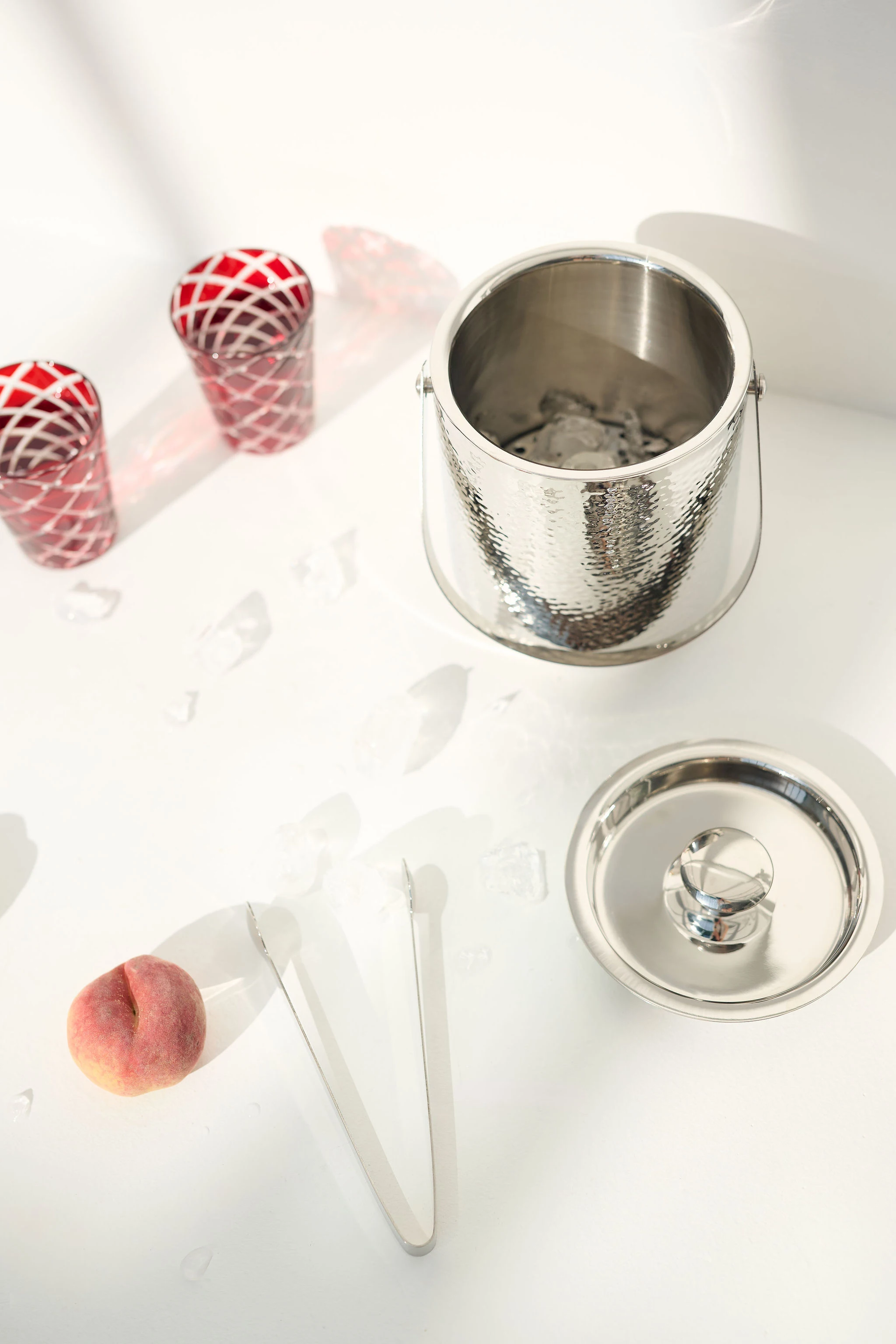 4er-Set Kristallgläser Dio (Höhe 8 cm, Füllmenge 140 ml), rubinrot, handgeschliffenes Glas