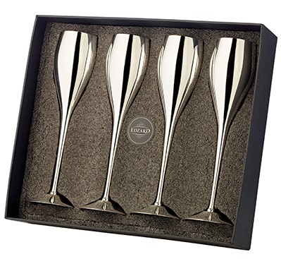 2. Wahl 4er Set Sektkelch Sektflöte Dodo, edel versilbert, Höhe 23 cm, Füllmenge 200 ml