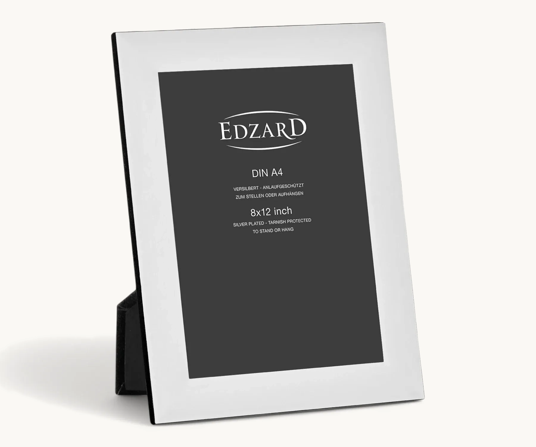 Bilderrahmen Gela (DIN A4 = 21 x 29,7 cm), edel versilbert, anlaufgeschützt, 2 Aufhänger