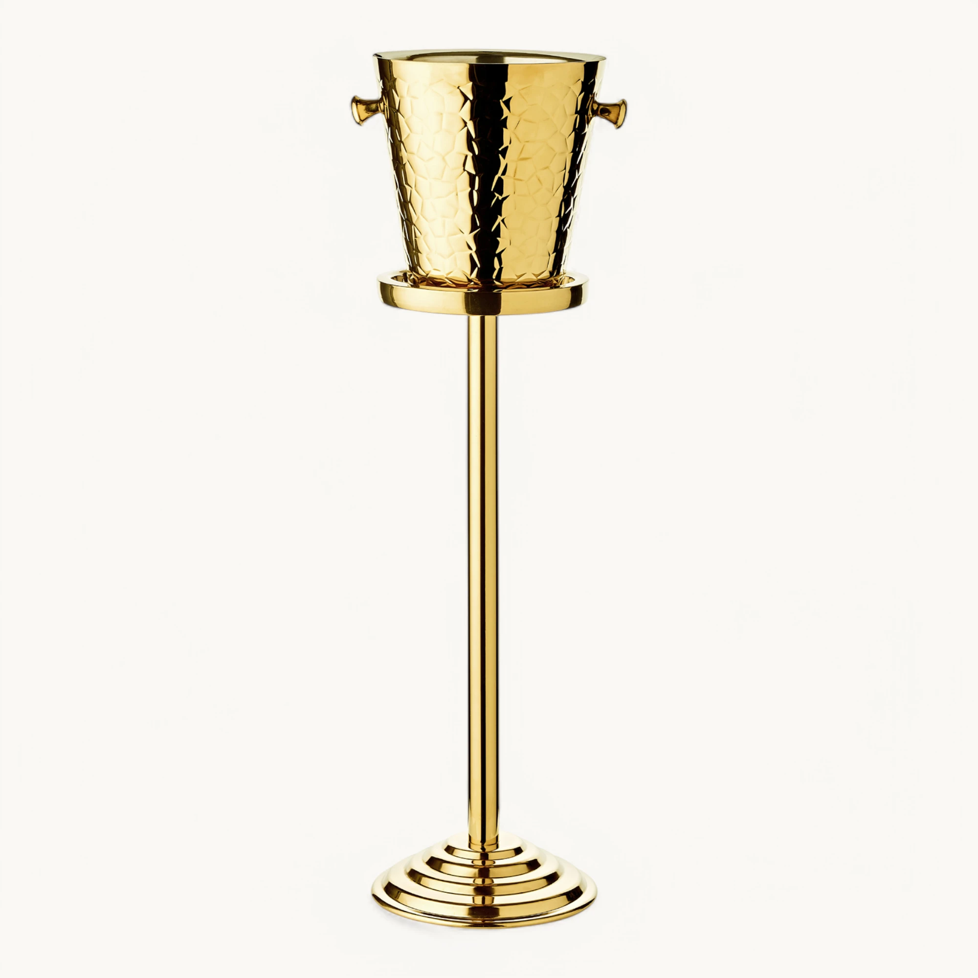 Flaschenkühler Capri (Höhe 83 cm, Ø 23 cm) inkl. Ständer, goldfarben, gemustert, Edelstahl Flaschenkühler Capri (Höhe 83 cm, Ø 23 cm) inkl. Ständer, goldfarben, gemustert, Edelstahl