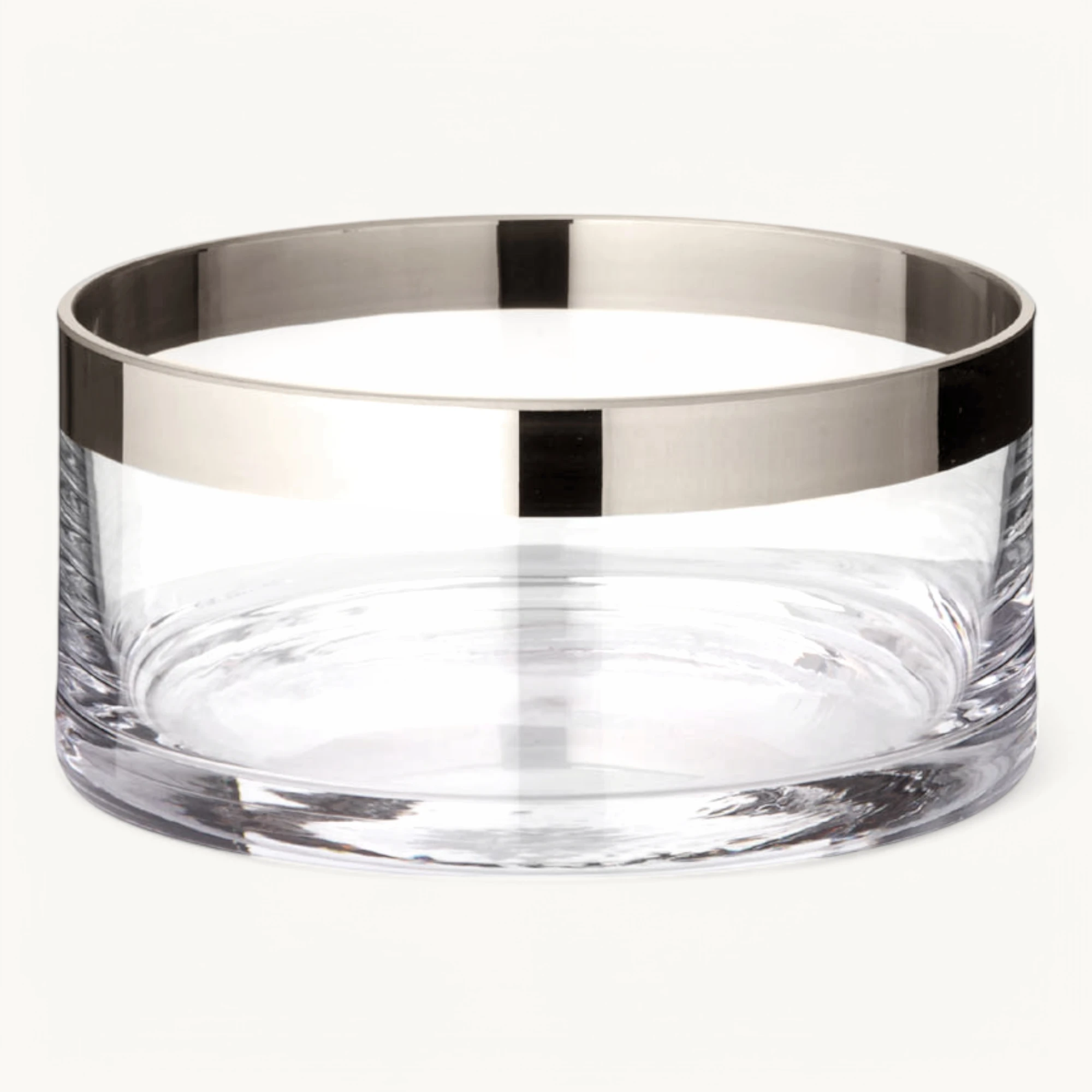 Schale Grit (Ø 15 cm), mundgeblasenes Kristallglas mit Platinrand