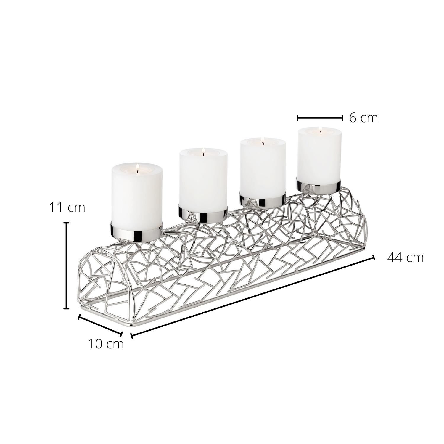 Adventskerzenhalter Milano (Länge 44 cm), silberfarben, Messing vernickelt