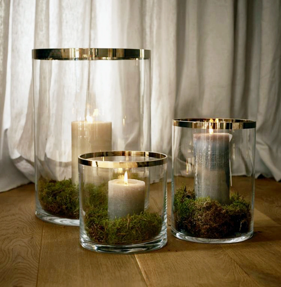 Windlicht Molly (Höhe 30 cm), mundgeblasenes Kristallglas mit Platinrand Windlicht Molly (Höhe 30 cm), mundgeblasenes Kristallglas mit Platinrand