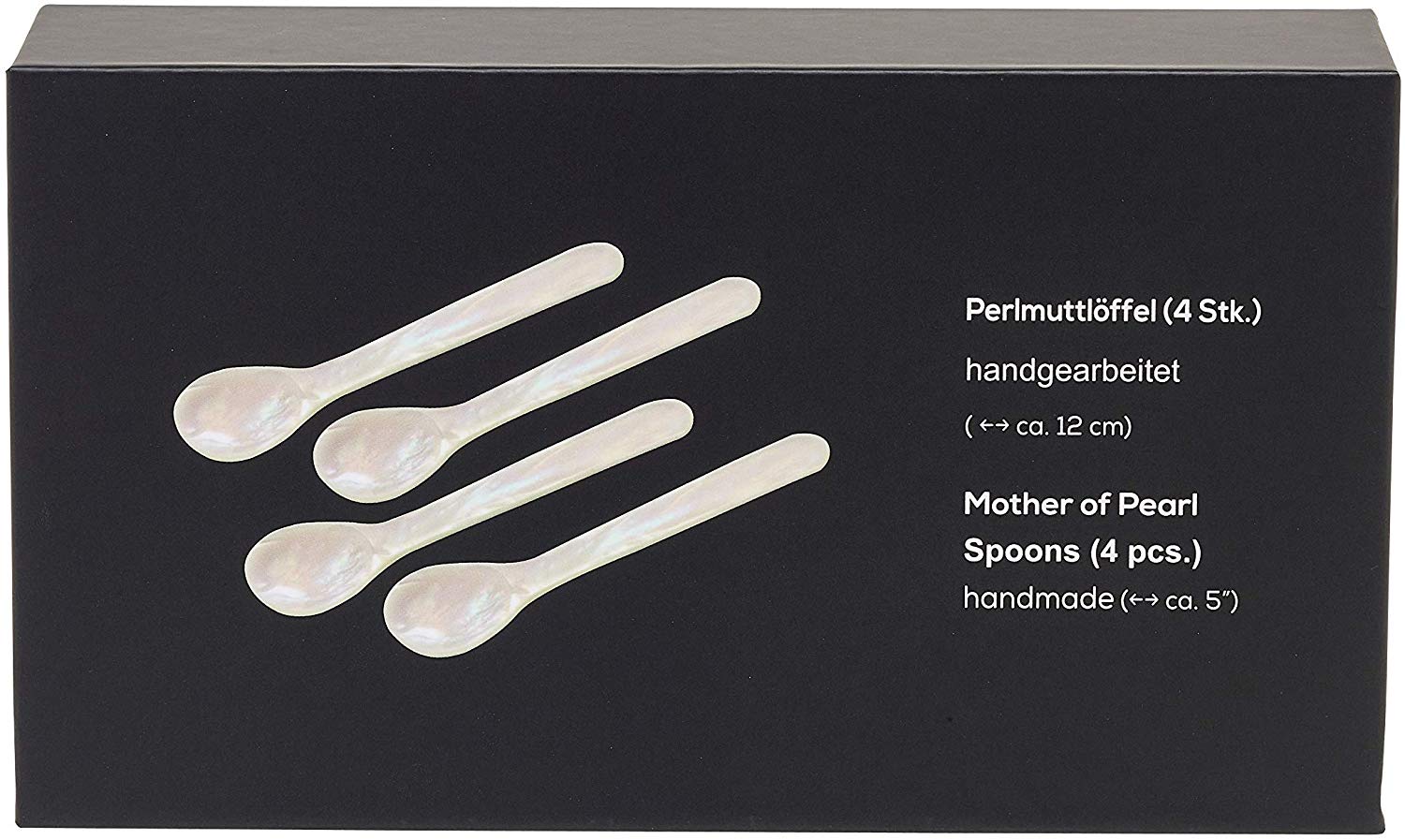 4er-Set Eierlöffel Perlmutt (runde Enden, Länge 11 cm), Handarbeit, Naturprodukt, Ei- & Kaviarlöffel