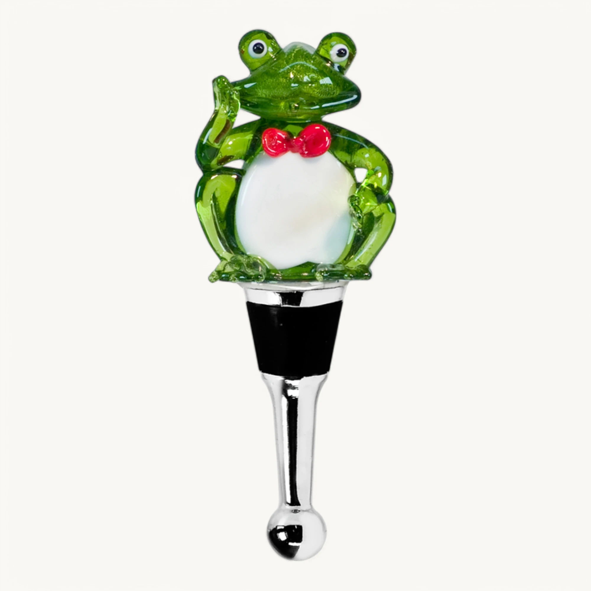 Flaschenverschluss Frosch (Höhe 12 cm), mit Frosch-Figur, Muranoglas-Art, Handarbeit Flaschenverschluss Frosch (Höhe 12 cm), mit Frosch-Figur, Muranoglas-Art, Handarbeit