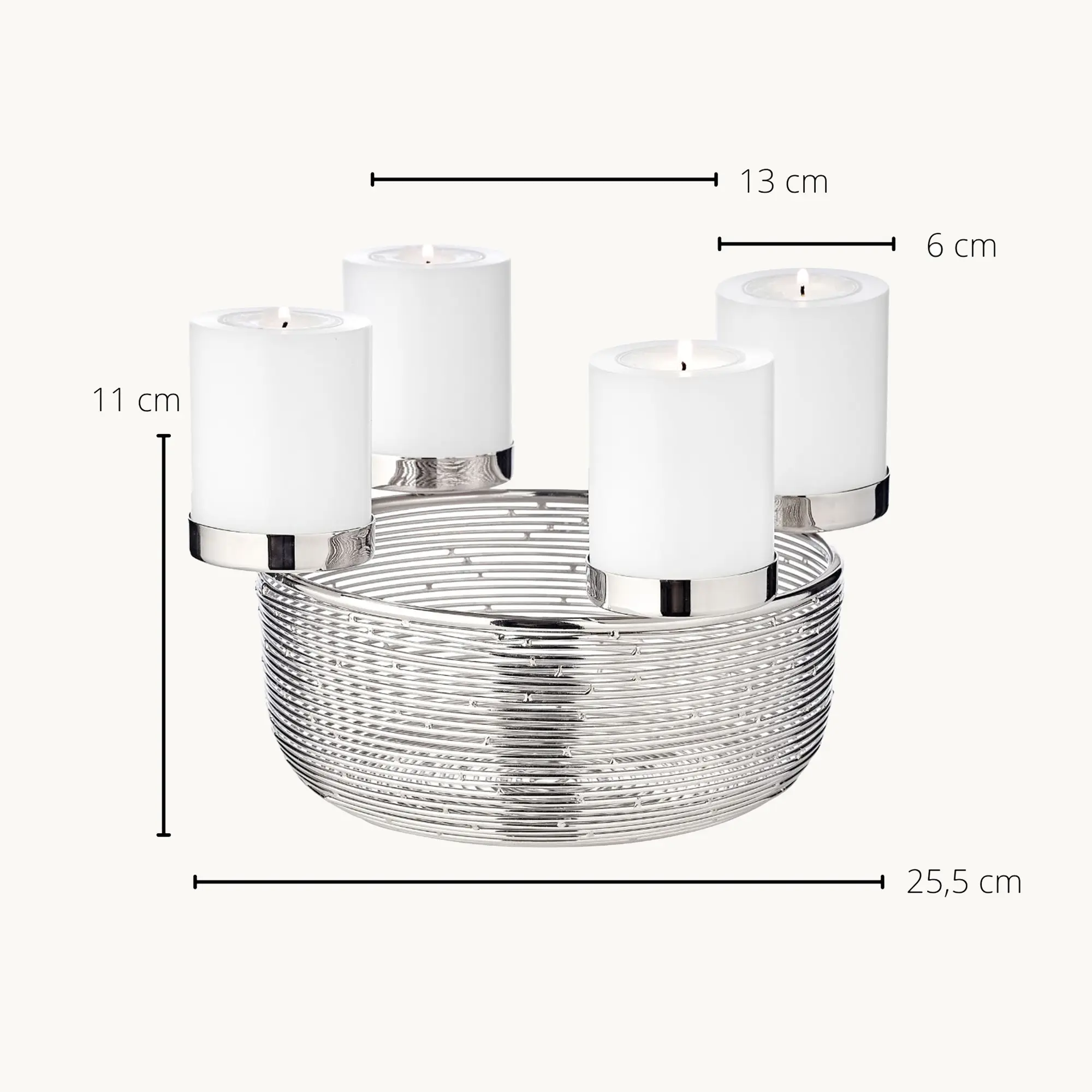 Adventskranz Rio (ø 25,5 cm), silberfarben, hochglanzpoliert, Edelstahl vernickelt Adventskranz Rio (ø 25,5 cm), silberfarben, hochglanzpoliert, Edelstahl vernickelt