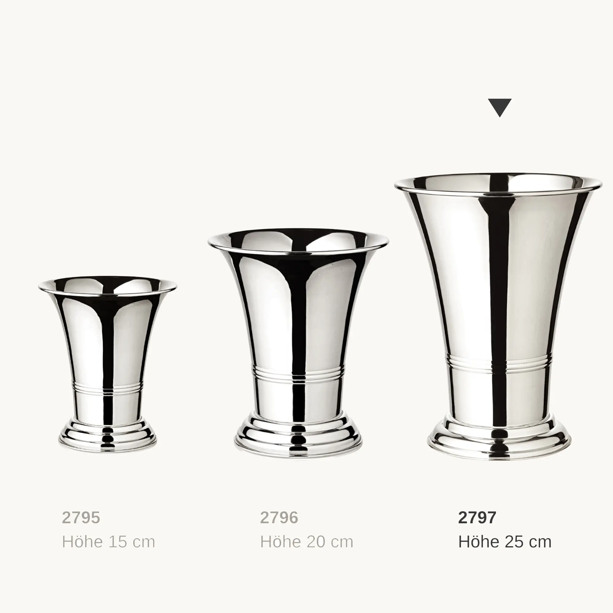 Vase Tromba  (Höhe 25 cm, Ø 19 cm), silberfarben, schwerversilbert