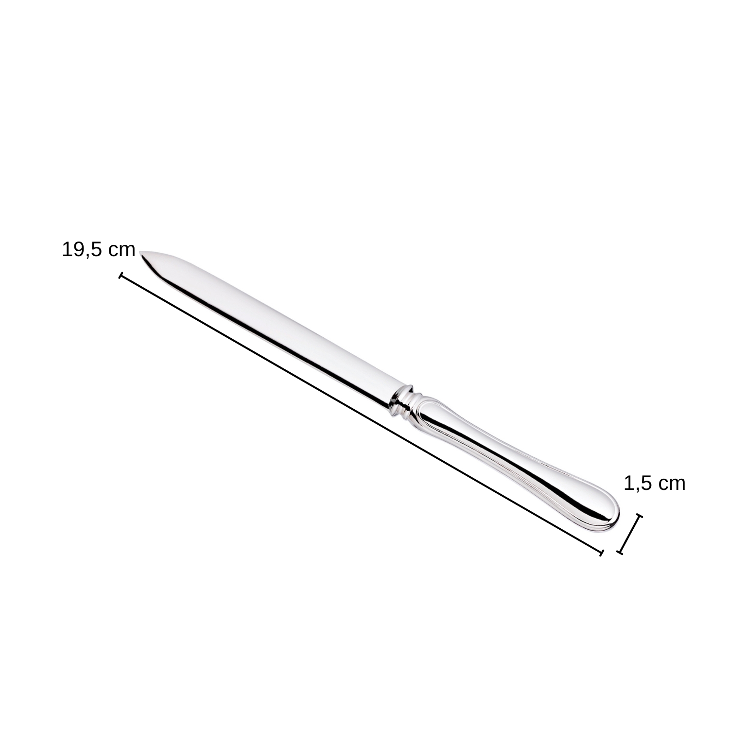 Brieföffner Faden (Länge 19 cm) edel versilbert, Briefmesser