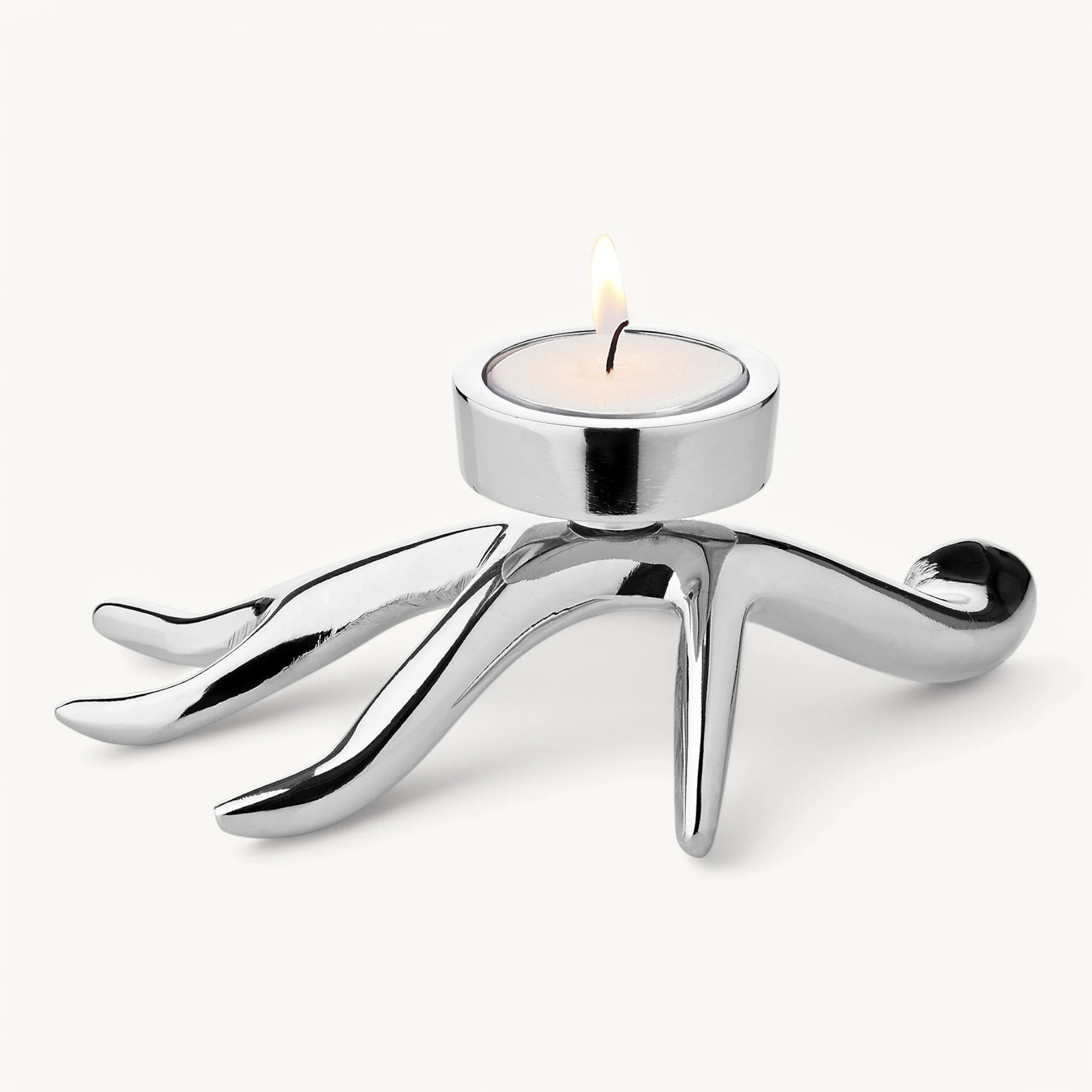 SALE Kerzenleuchter Geweih Keke (Höhe 7 cm, Länge 16 cm), silberfarben, Aluminium vernickelt
