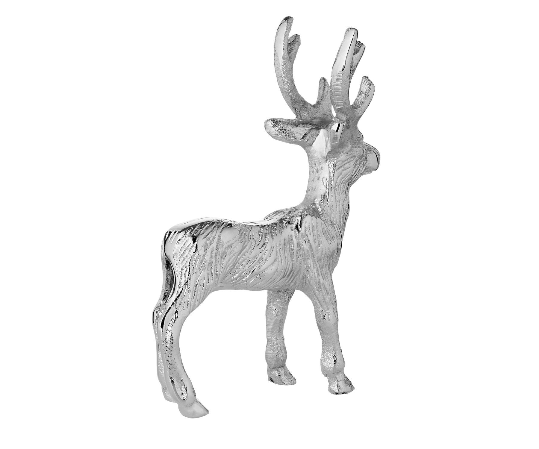 SALE Dekofigur Hirsch Malik (Höhe 16 cm), Aluminium vernickelt, silberfarben, Winterdeko, Weihnachts