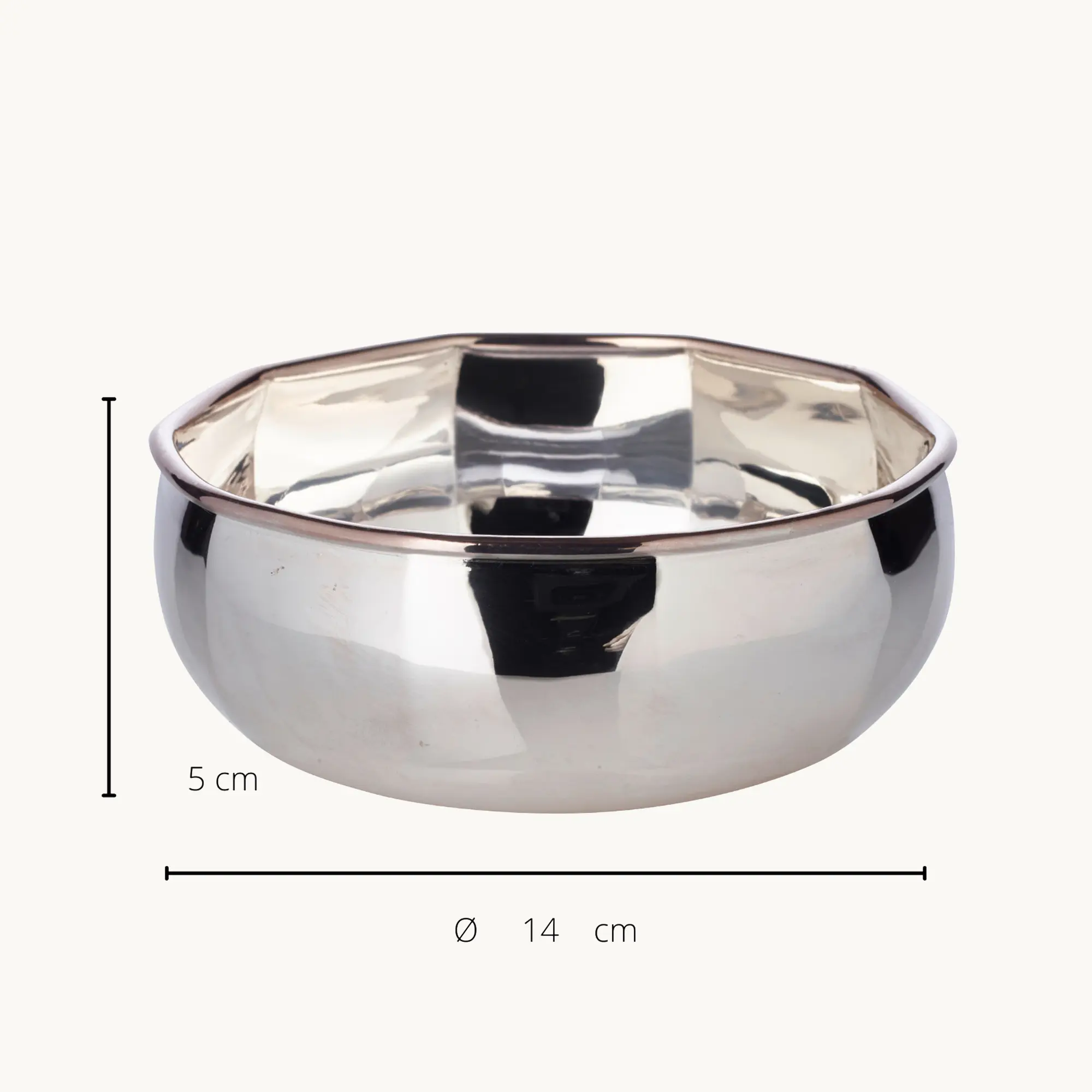 Schale Ten (Höhe 5 cm, Ø 14 cm), 10-eckig, silberfarben, schwerversilbert