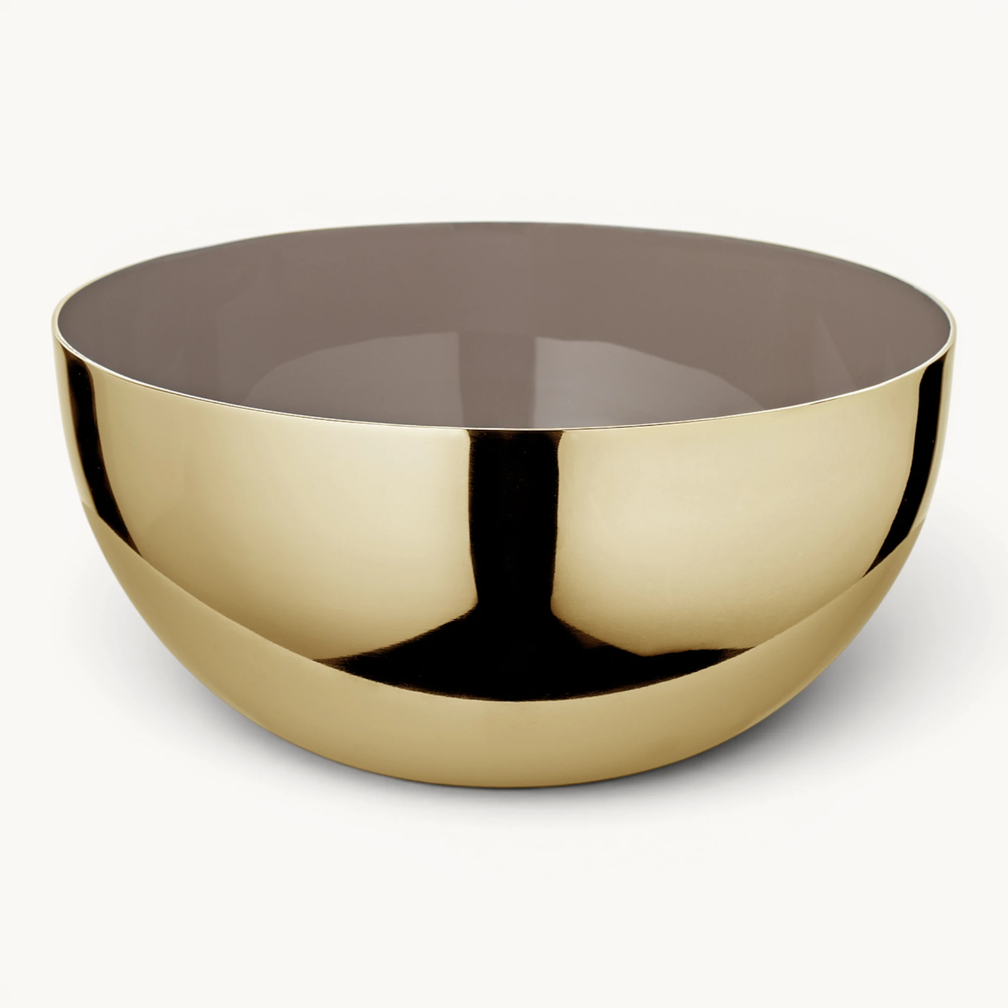 Schale Liora (Ø 12,5 cm, Höhe 5,5 cm) Messing, Gold-Finish, hochglanzpoliert, innen Perlbeige