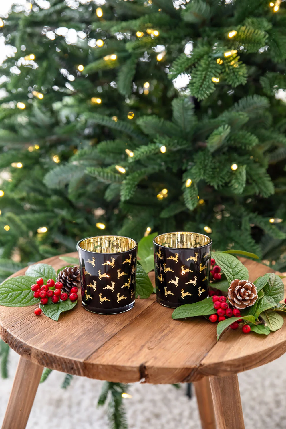 2er-Set Teelichtglas Luna (Höhe 8 cm), schwarz, Hirsch-Motiv 2er-Set Teelichtglas Luna (Höhe 8 cm), schwarz, Hirsch-Motiv