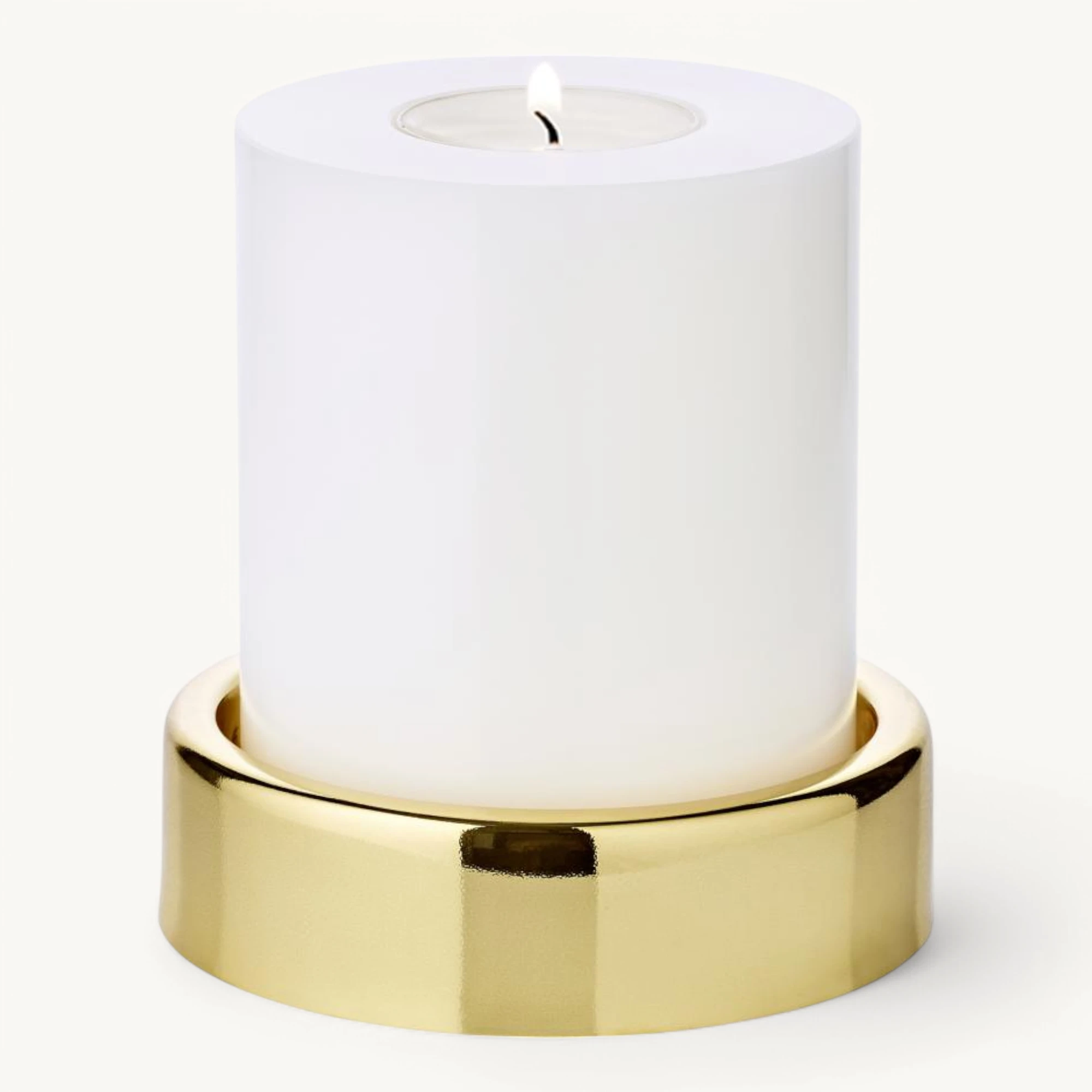 2er-Set Kerzenständer Sanremo (ø 10 cm), vernickelt, goldfarben, für Stumpenkerzen ø 8 cm