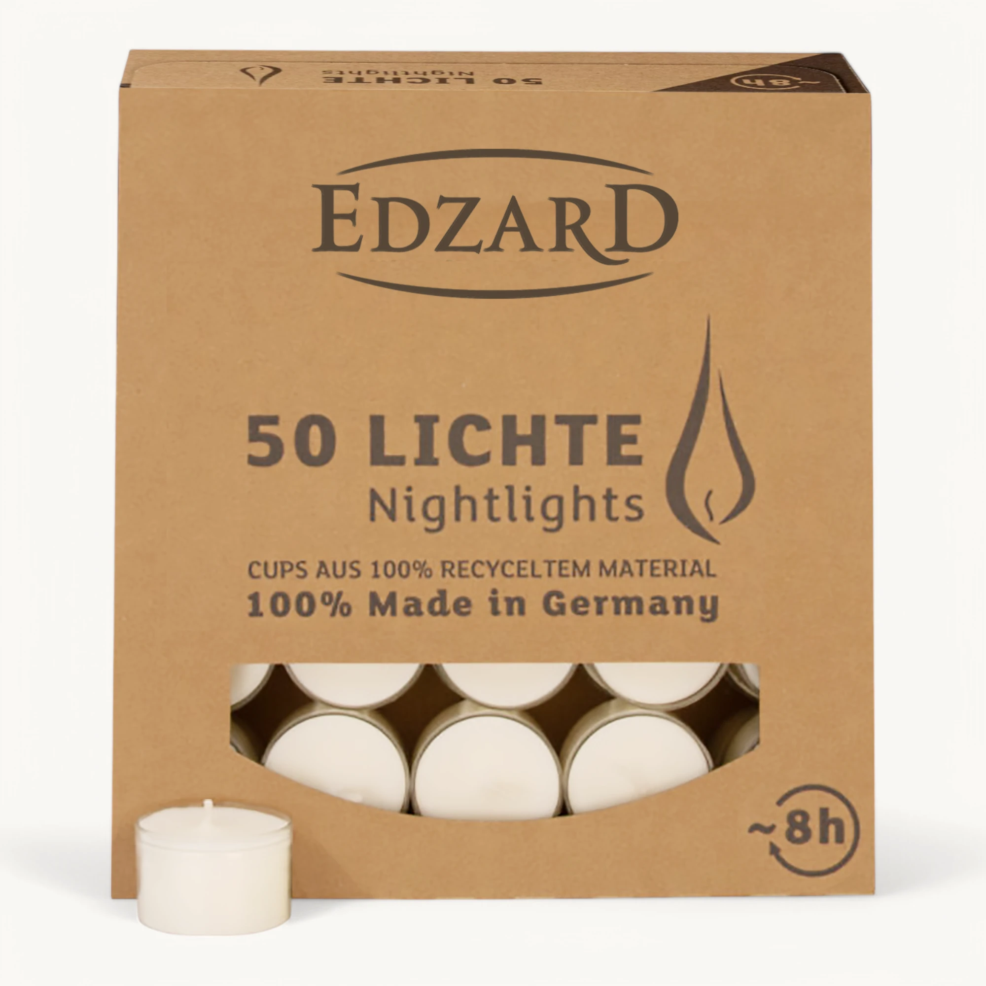 150 Stück Nightlights Teelichter, weiß, transparente Kunststoffhülle, Brenndauer ca. 8h