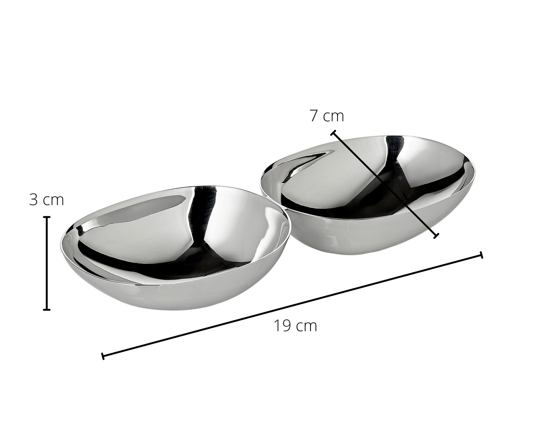 Snackschale Zweifachschale Luma (Länge 19 cm), hochglanzpoliert, Dekoschale, Duoschale