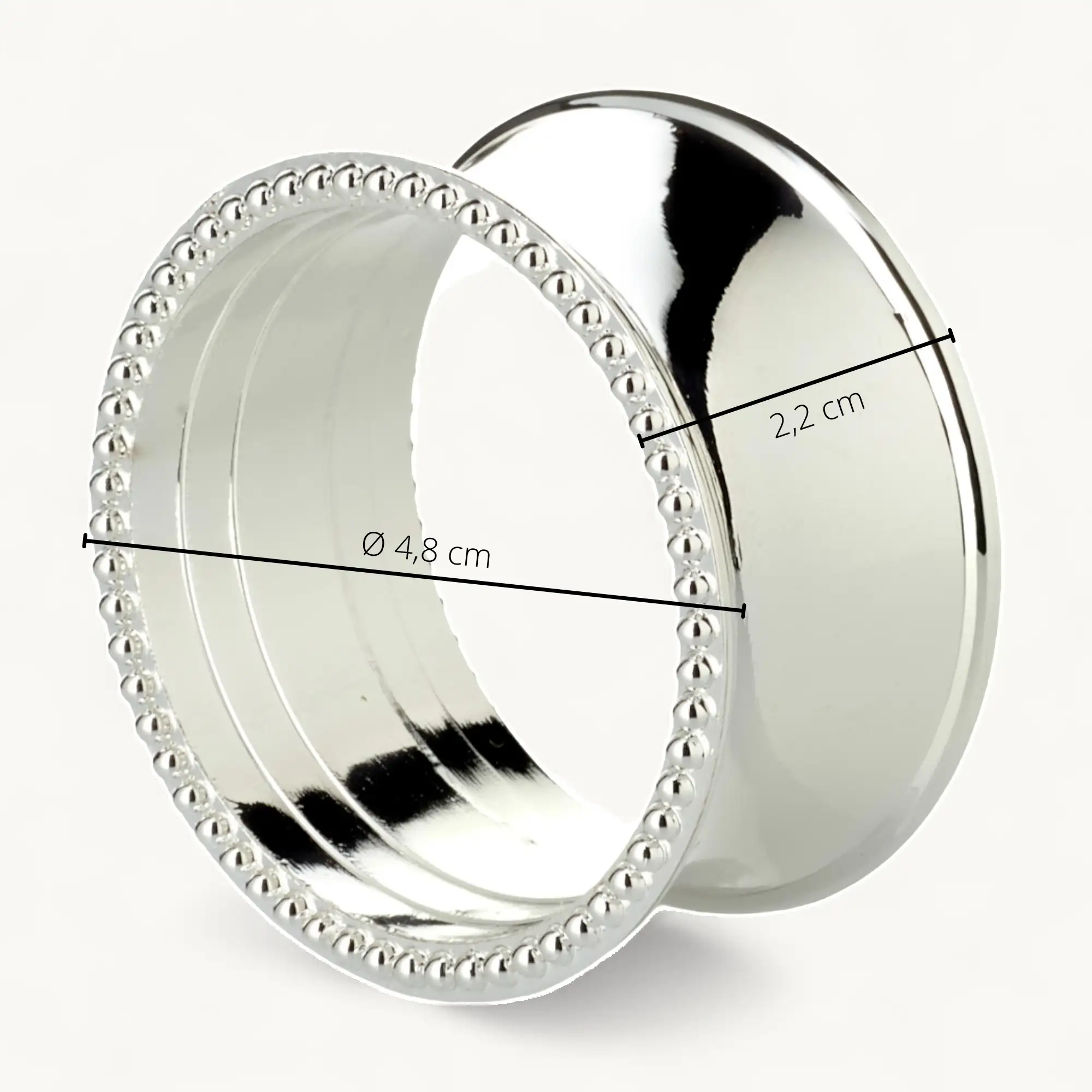 4er-Set Serviettenringe Perla (Ø 5 cm, Höhe 2 cm), mit Perlen, edel versilbert, anlaufgeschützt