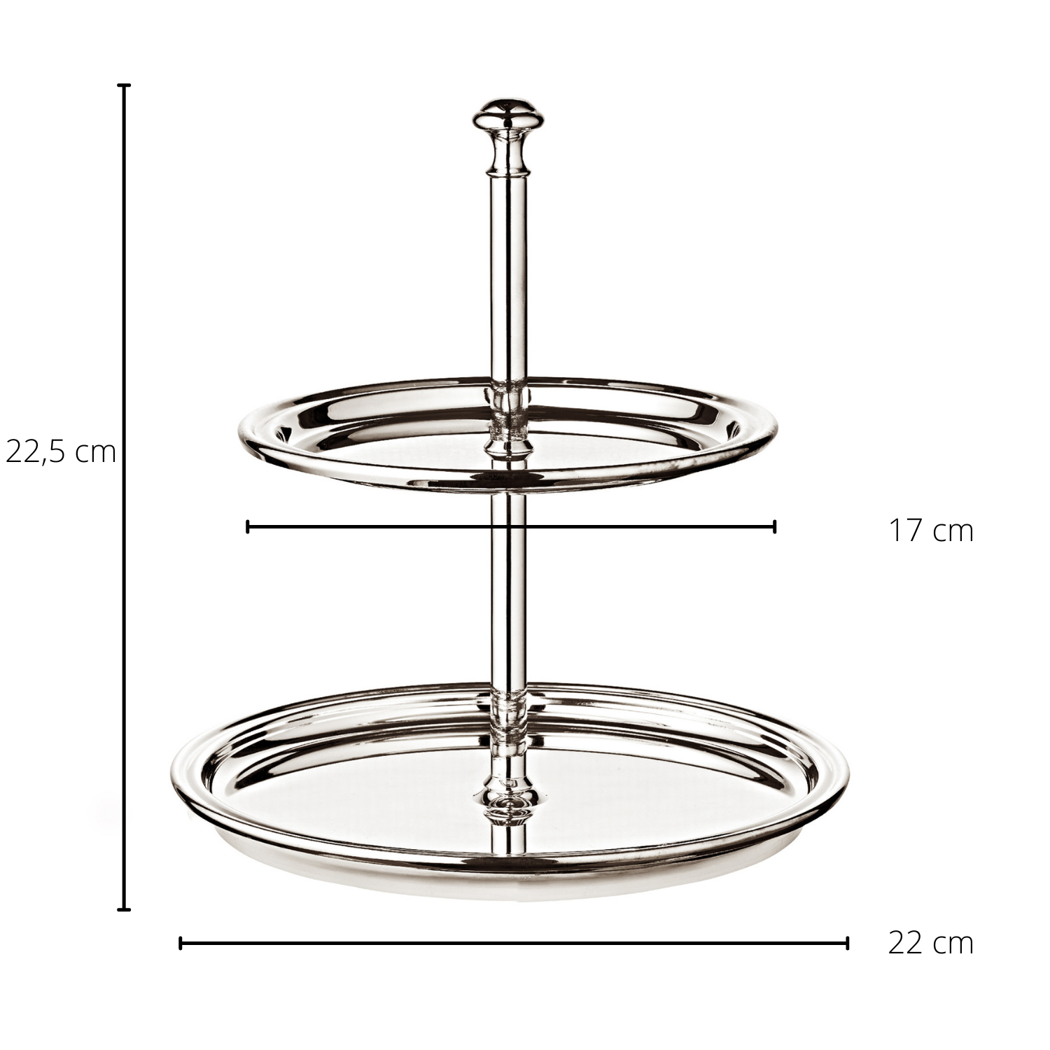 Etagere Faden (Höhe 22 cm, 2-stöckig), rund, edel versilbert, anlaufgeschützt