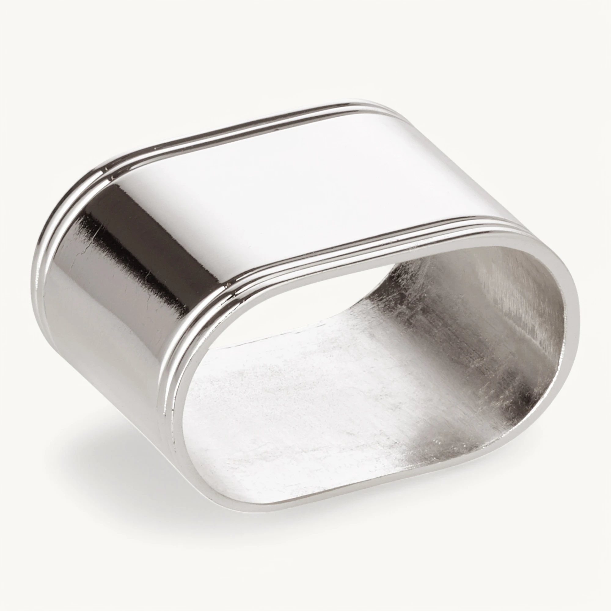 4er-Set Serviettenringe Faden (Länge 5 cm), oval, schwerversilbert