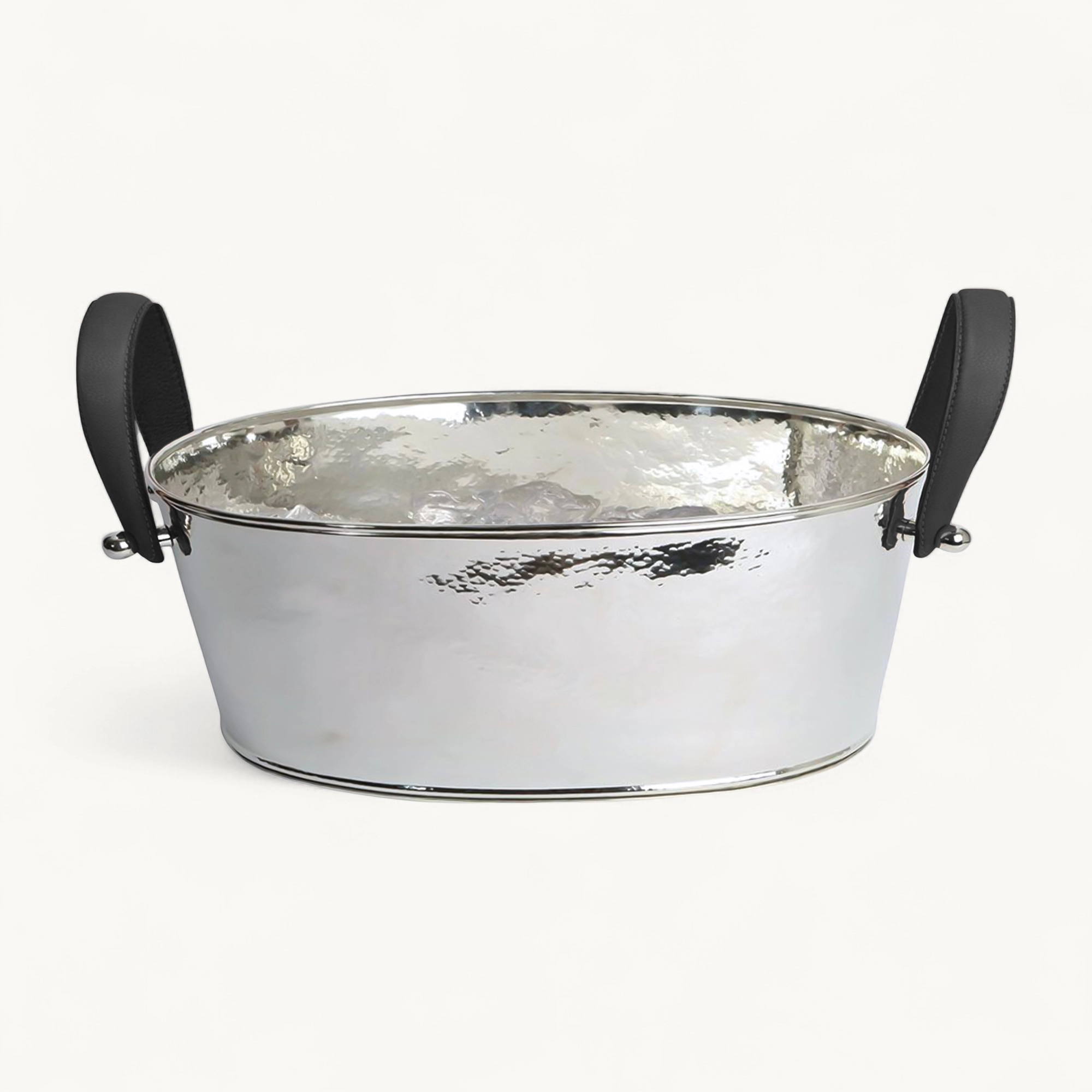 Champagner Schale Gavin, vernickelt, gehämmert 39x29x19 cm