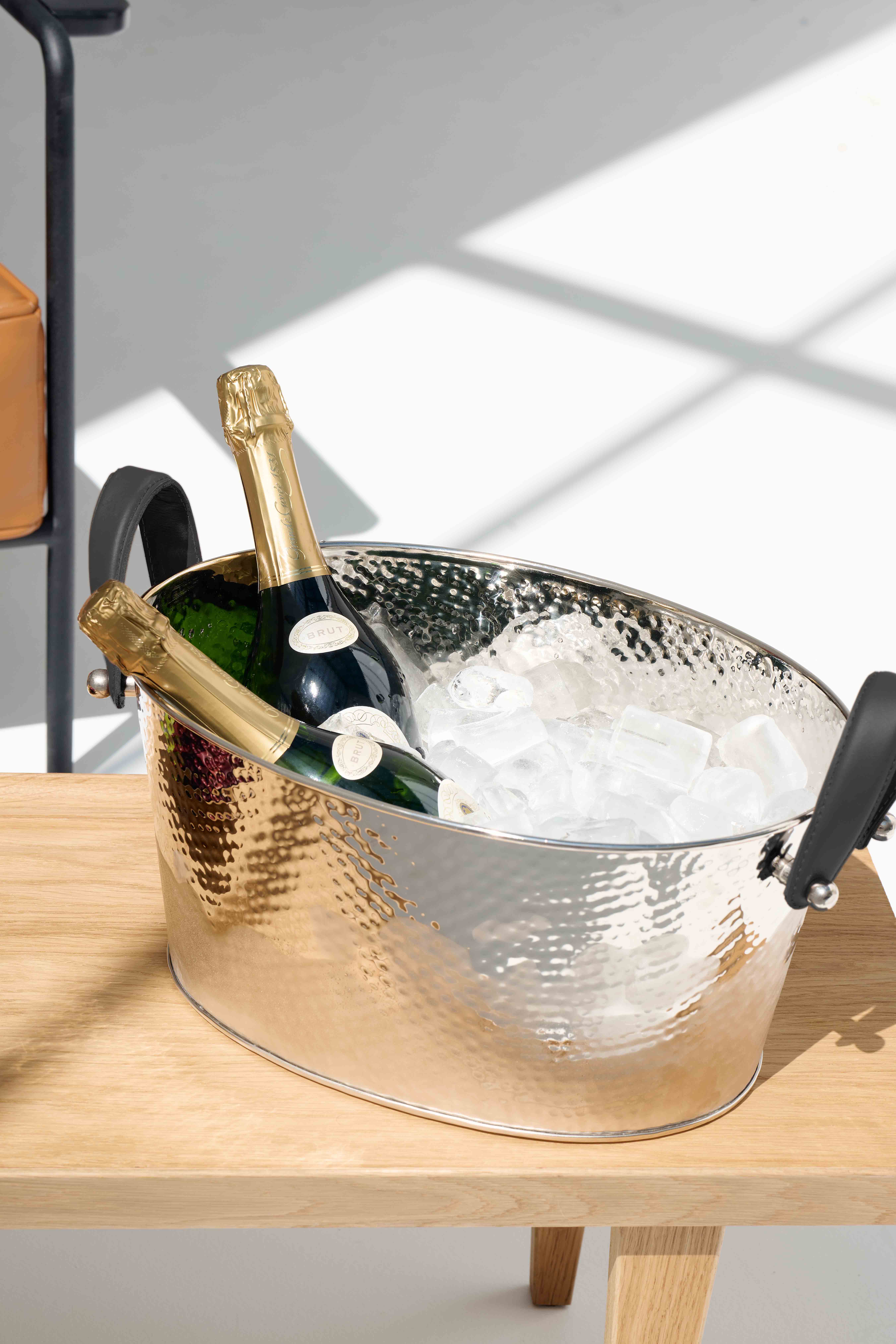Champagner Schale Gavin, vernickelt, gehämmert 39x29x19 cm