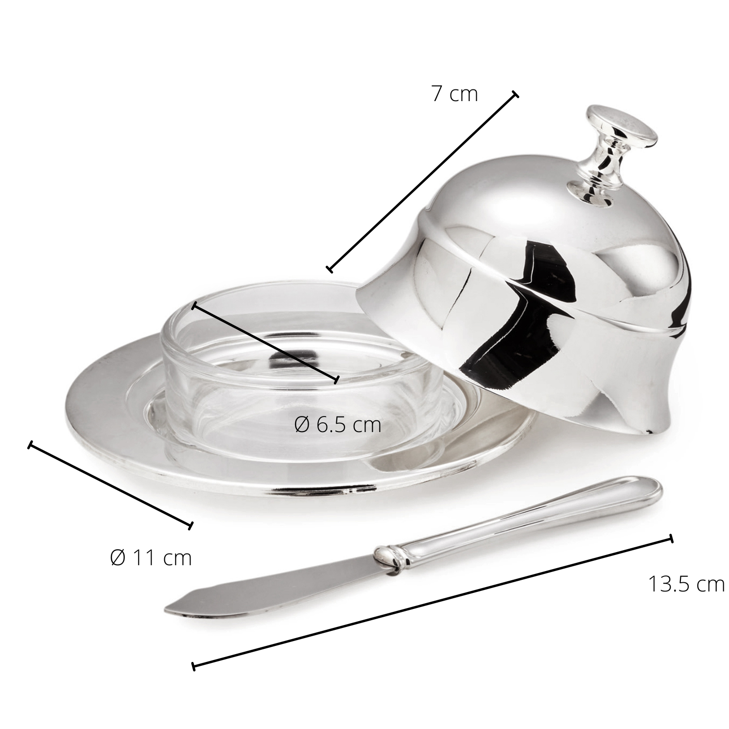 SALE 2. Wahl Butterdose Butterglocke Epe, Ø 11 cm, edel versilbert, mit passendem Buttermesser 18