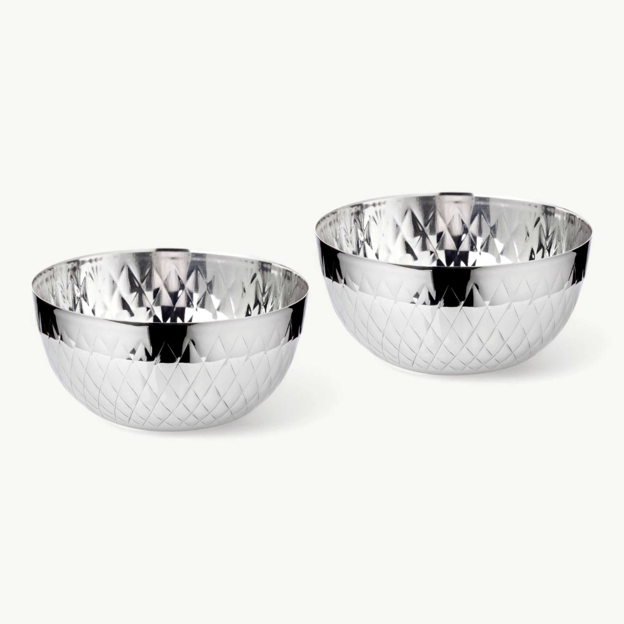 2er Set Schale Ponza (Durchmesser 15 cm, Höhe 10 cm), gemustert, Edelstahl hochglanzpoliert 2er Set Schale Ponza (Durchmesser 15 cm, Höhe 10 cm), gemustert, Edelstahl hochglanzpoliert
