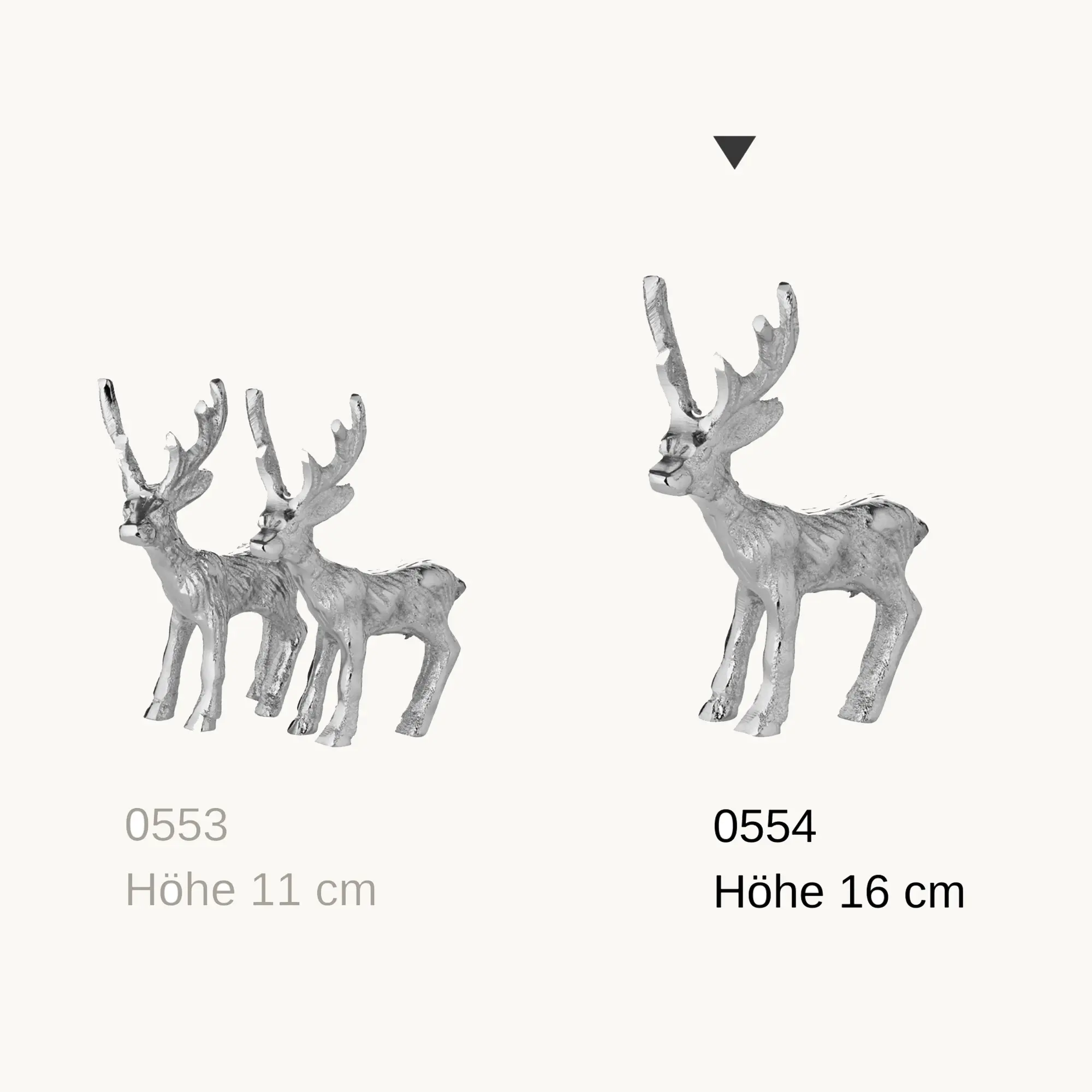 SALE Dekofigur Hirsch Malik (Höhe 16 cm), Aluminium vernickelt, silberfarben, Winterdeko, Weihnachts