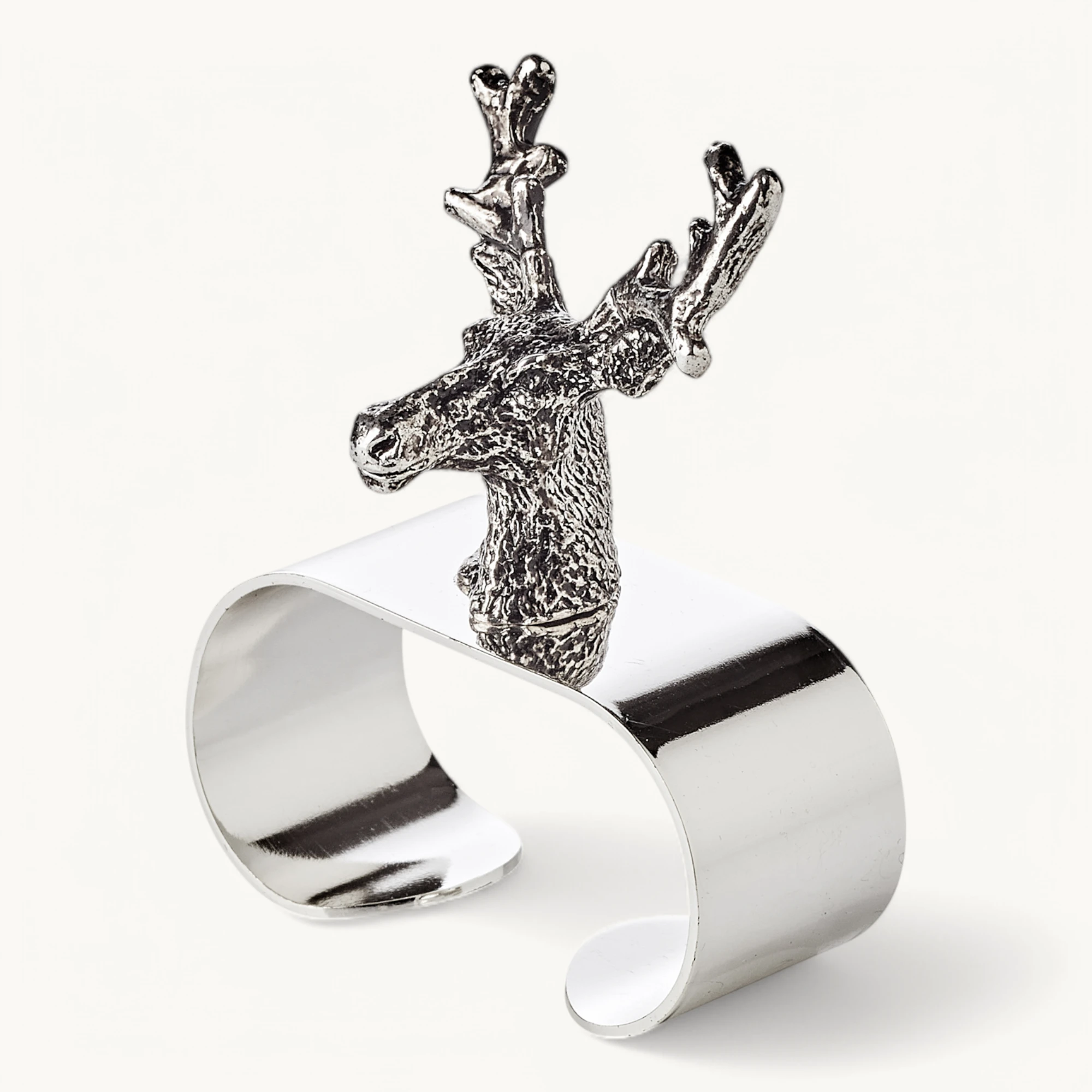 2er-Set Serviettenringe Hirsch (Länge 5 cm), mit Hirsch-Figur, schwerversilbert
