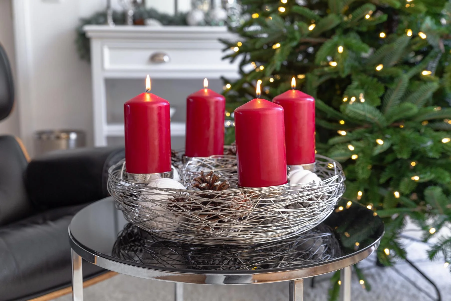SALE Adventskranz Laval (ø 42 cm), silberfarben, Edelstahl vernickelt