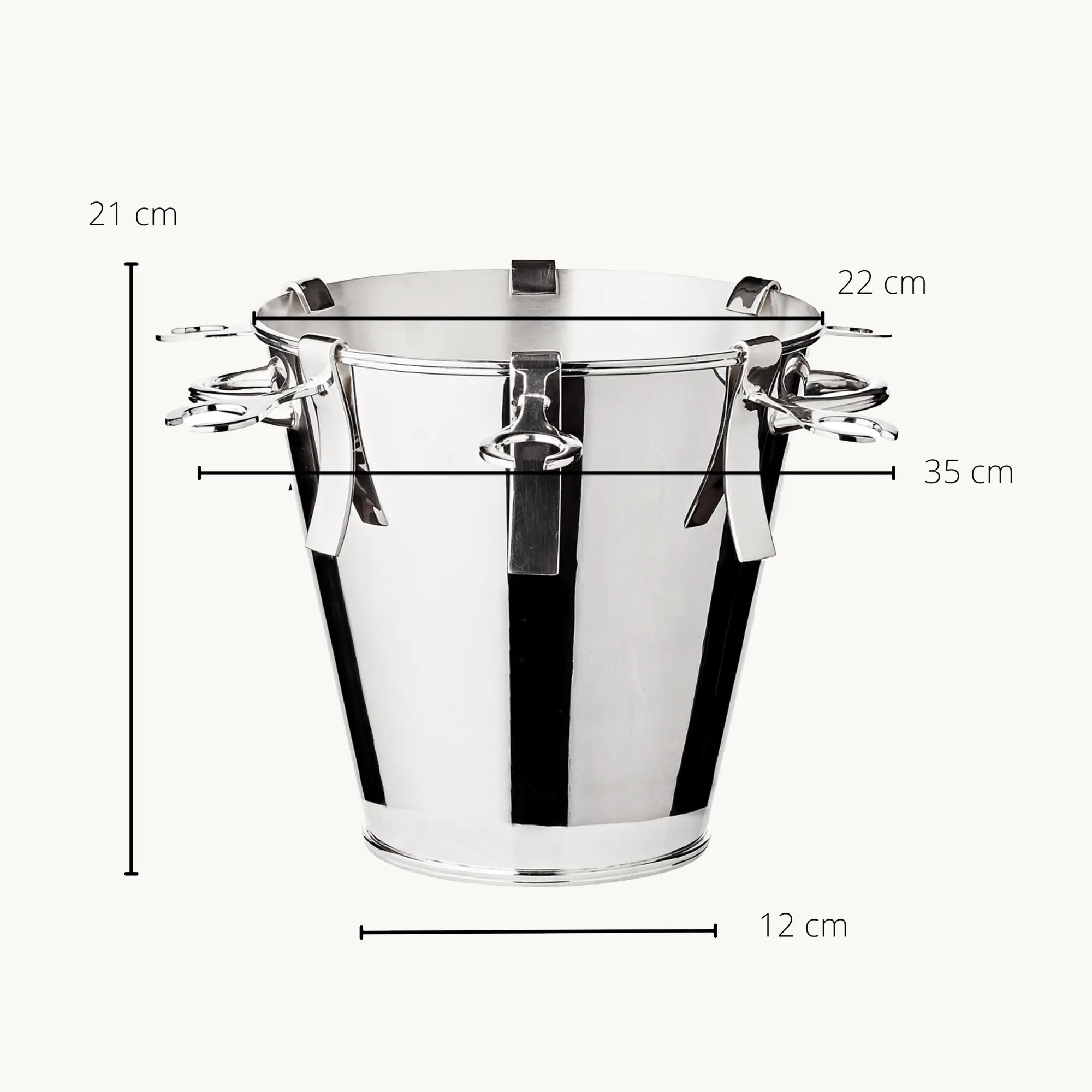 Flaschenkühler Calo (Höhe 21 cm, Ø 22 cm), inkl. 6 Glashalter, mit Griffen, schwerversilbert
