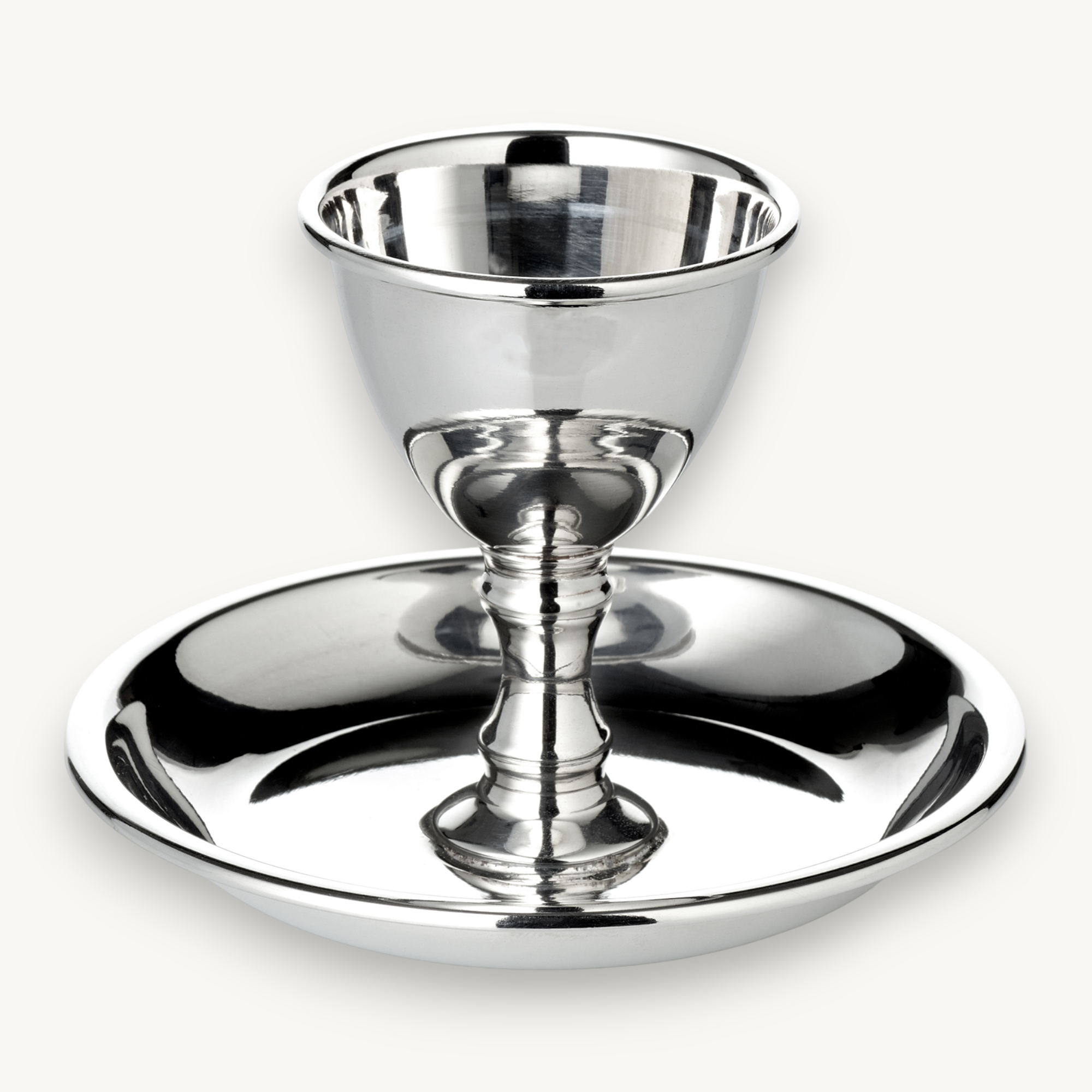 Eierbecher Plato (H 7 cm), klassische Form, mit Unterteller, schwerversilbert (QualiPlated)