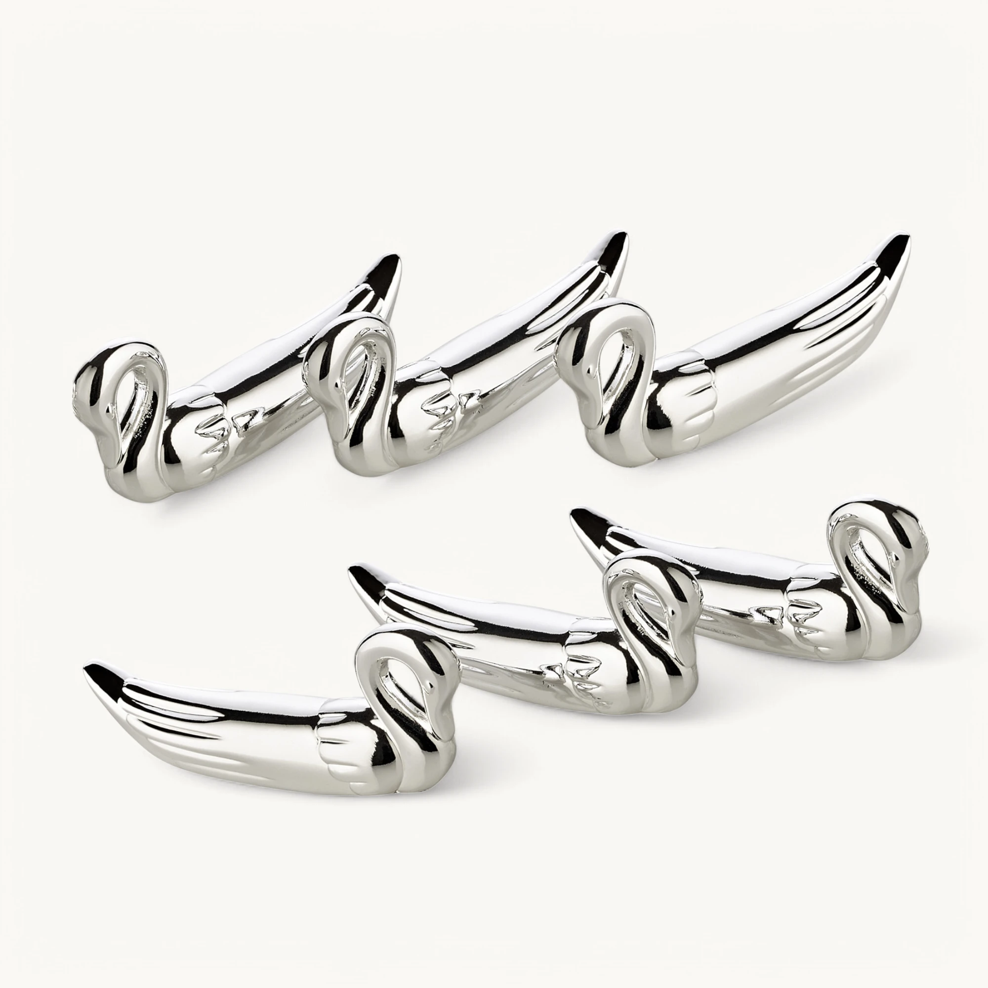 6er Set Messerbank Messerbänkchen Schwan, Länge 7 cm, edel versilbert