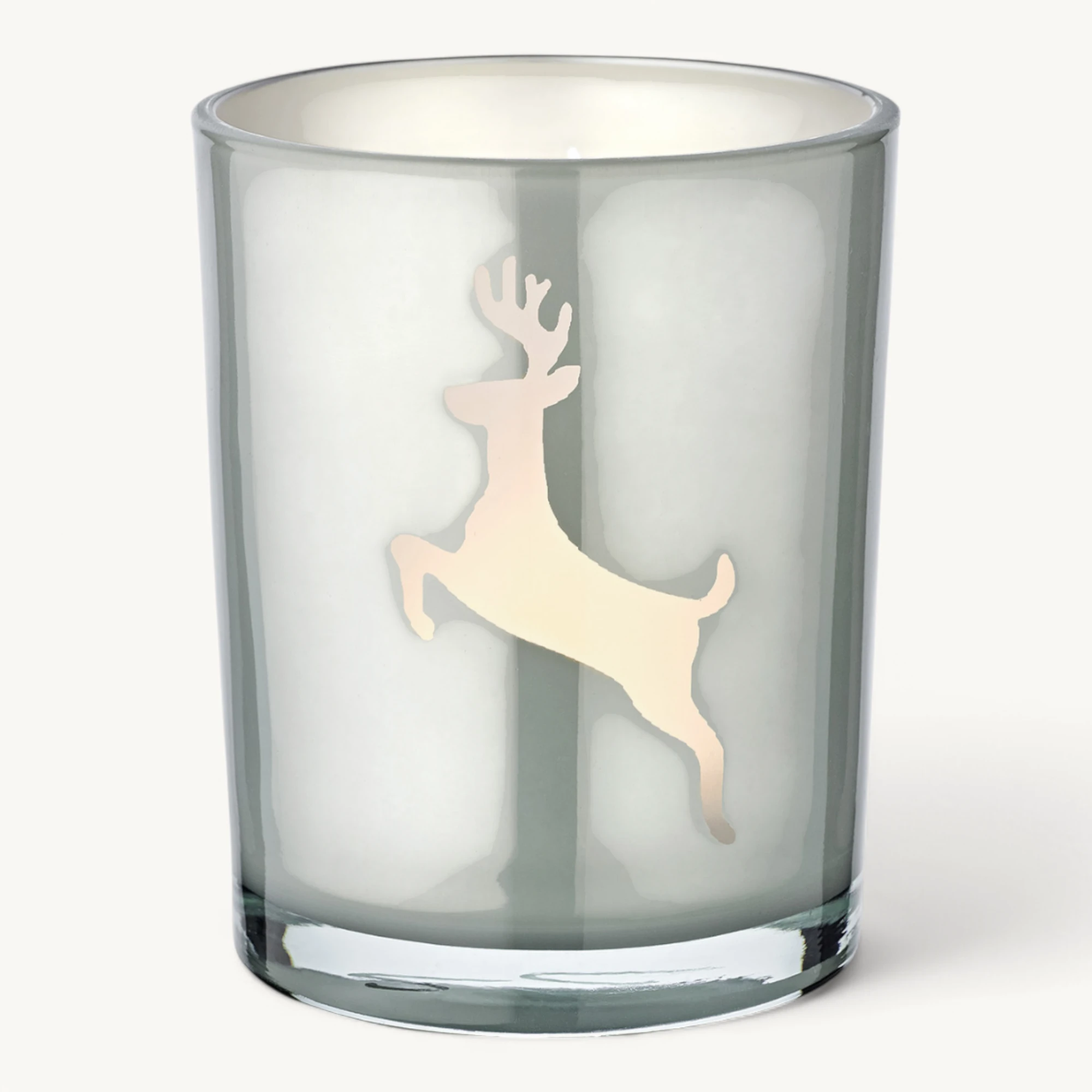 SALE Teelichtglas Loki left (Höhe 13 cm), grau, Hirsch-Motiv