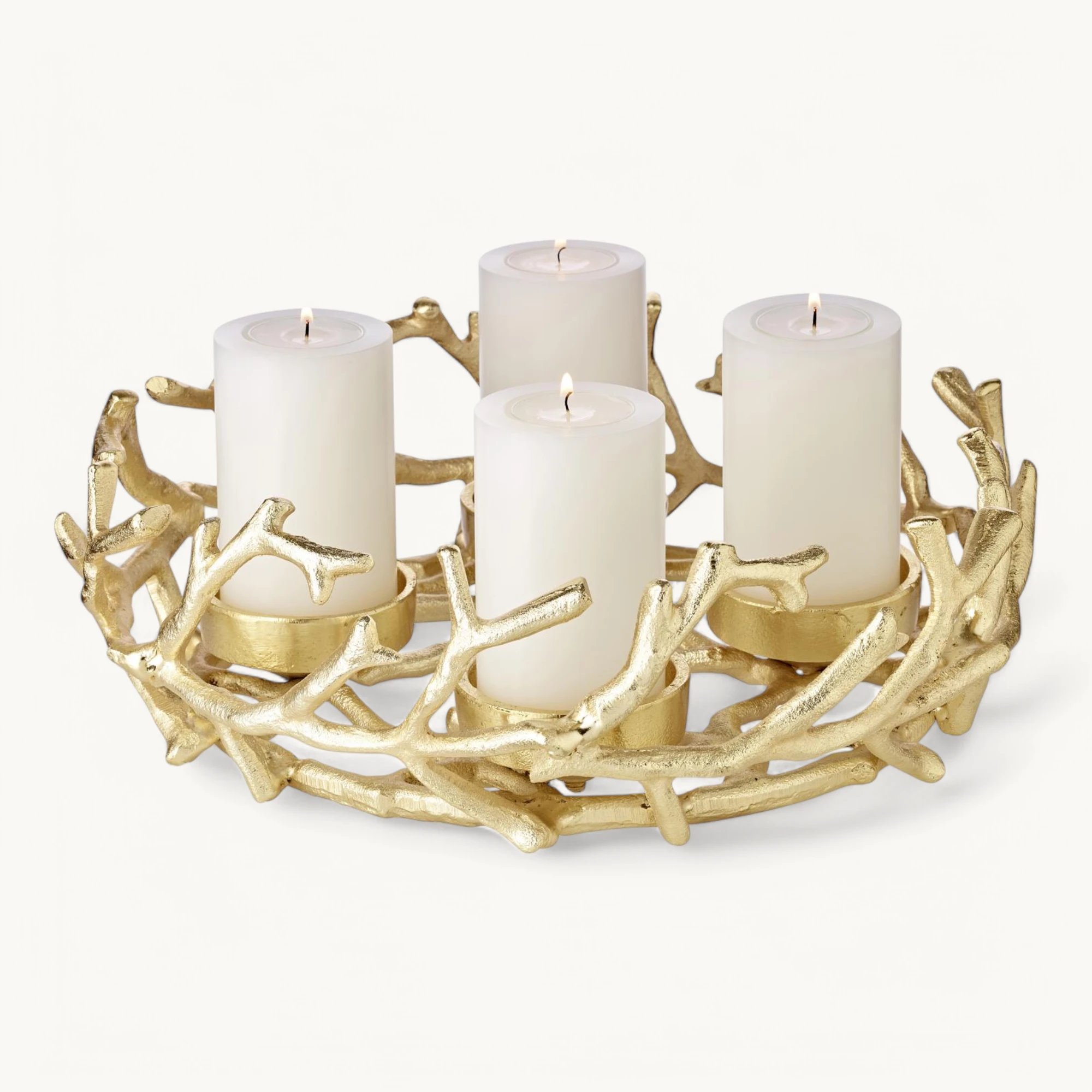 Adventskranz Porus (ø 32 cm), goldfarben, Geweih-Design, Aluminium vernickelt