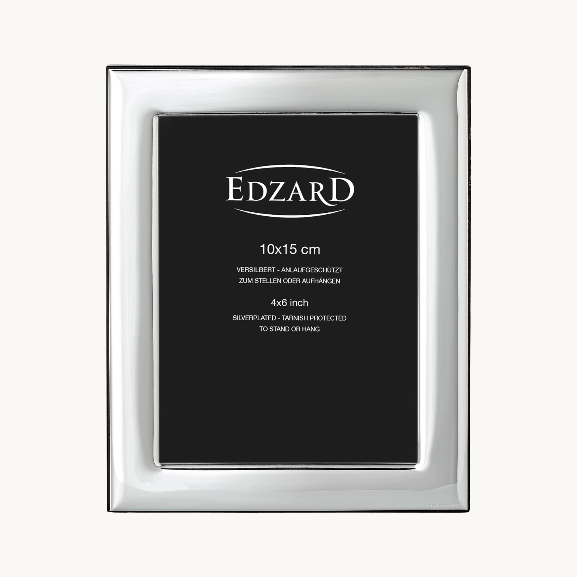 Bilderrahmen Lucera (10x15 cm), edel versilbert, anlaufgeschützt, mit Holzdekor-Rücken